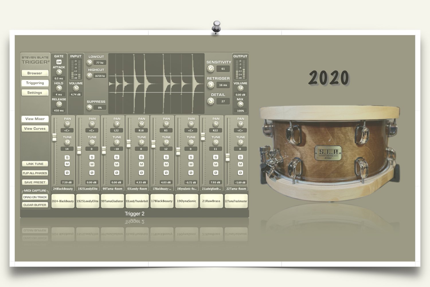 2020 Tama SLP Wood Hoops Snare sounds for Slate Trigger