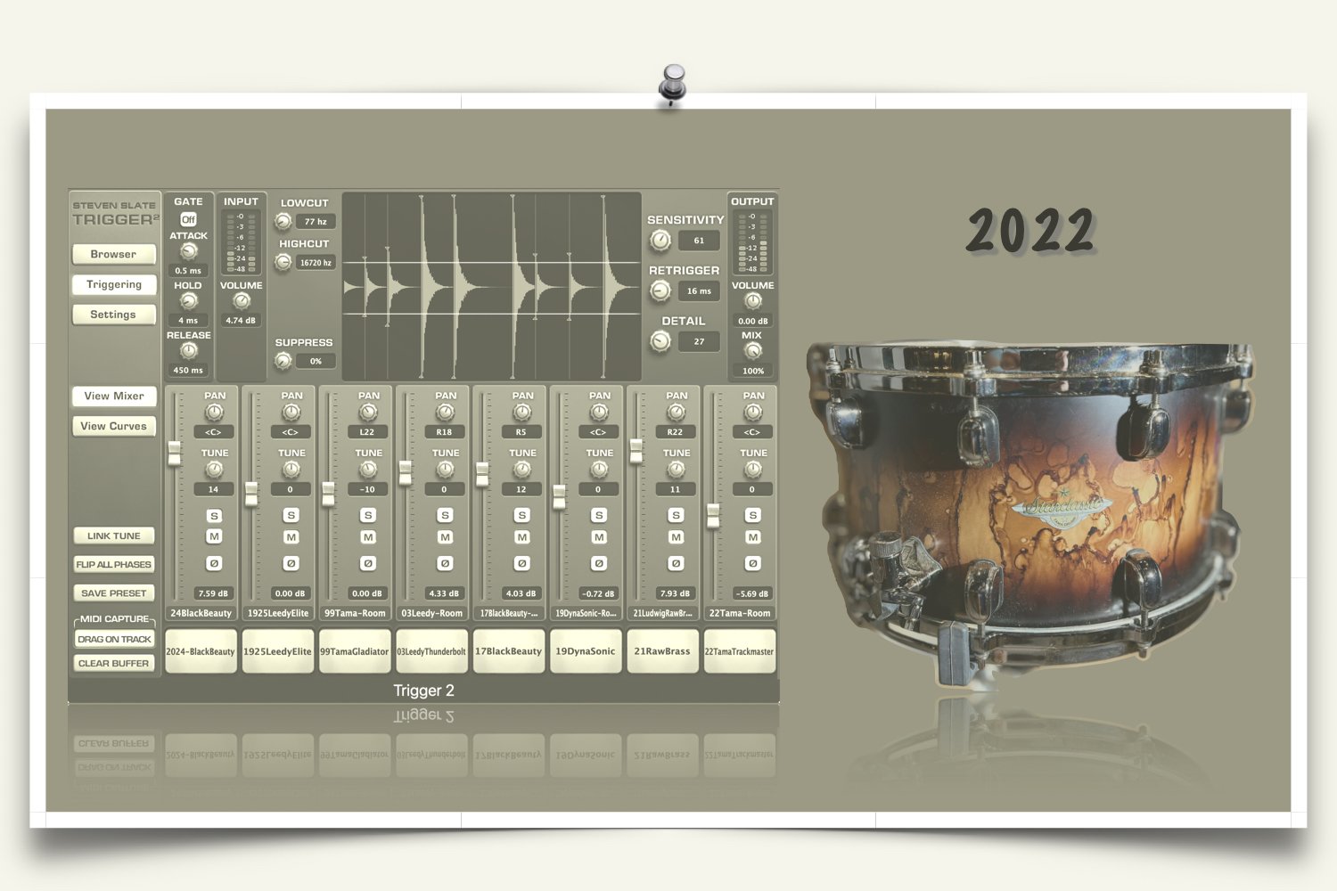Tama Starclassic Maple snare sounds for Slate Trigger