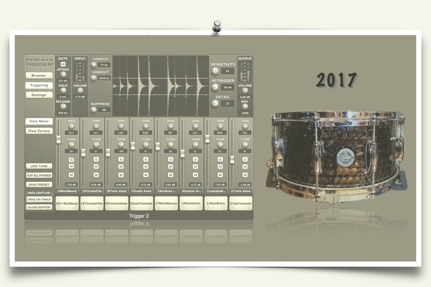 2017 Gretsch Hand-Hammered Steel Snare samples for Slate Trigger