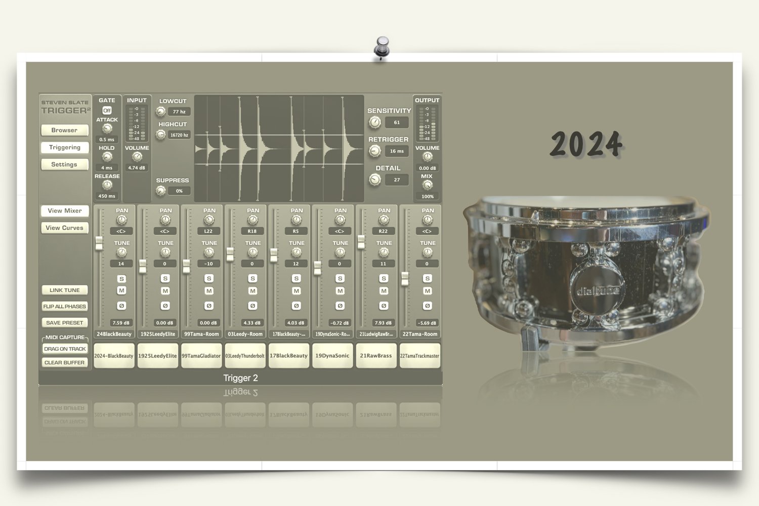 Dialtune Brass Snare Drum Samples for Slate Trigger