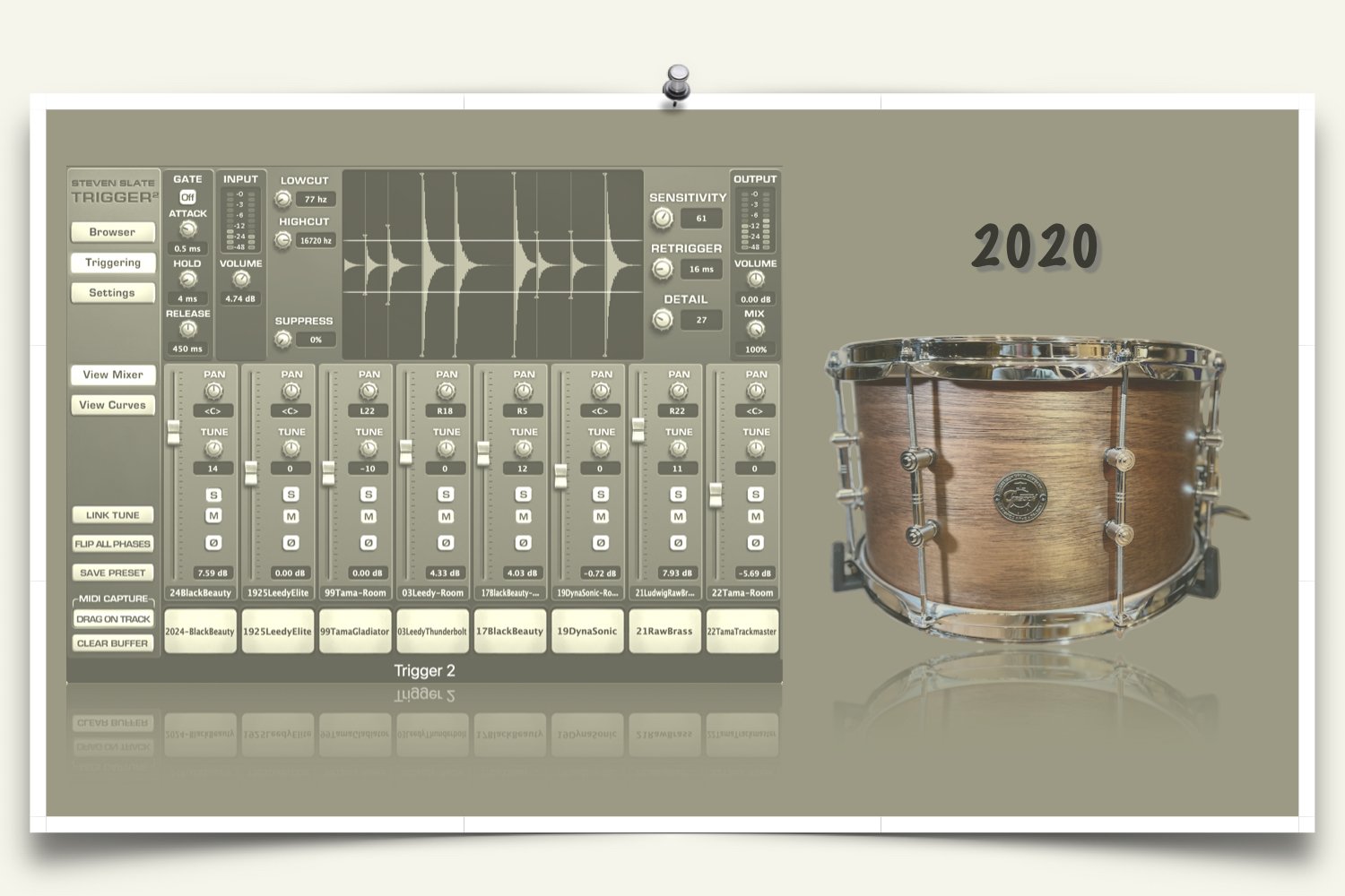 2020 Gretsch Swamp Dawg Mahogany Snare samples for Slate Trigger