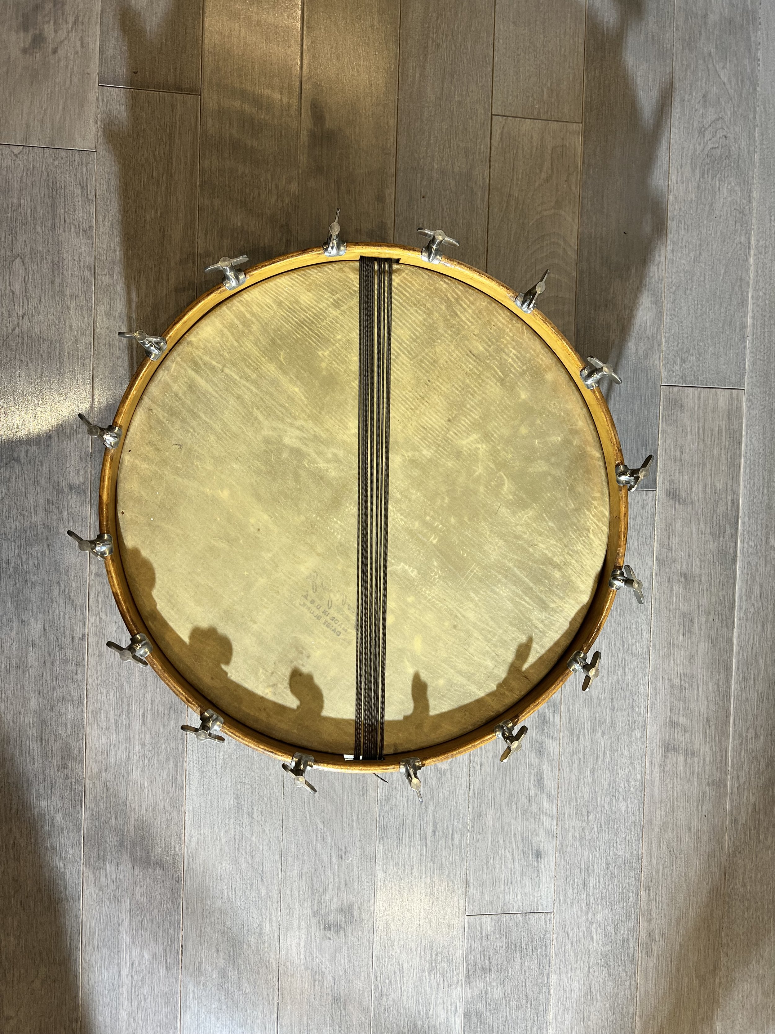 1928 Ludwig Calfskin Drumhead and Gut Snare Wires