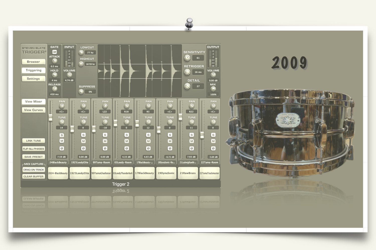 2009 Tama Metalworks 6.5in Snare sounds for Slate Trigger