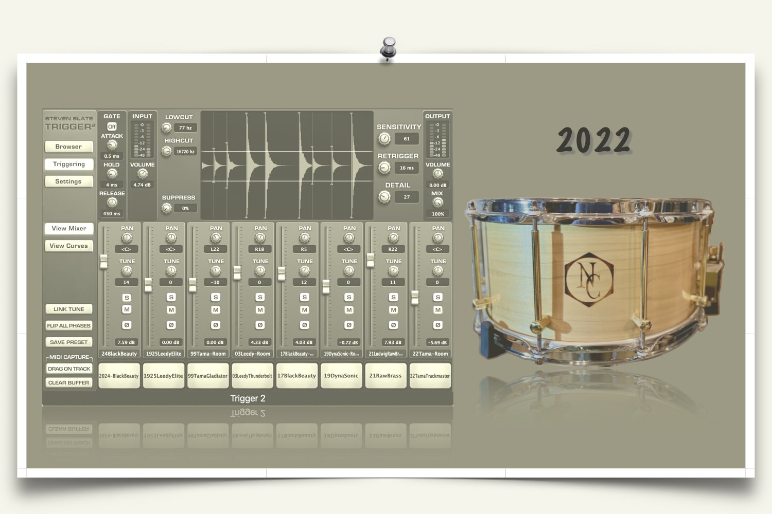 Noble & Colley Solid Snare Tulip Samples Slate Trigger