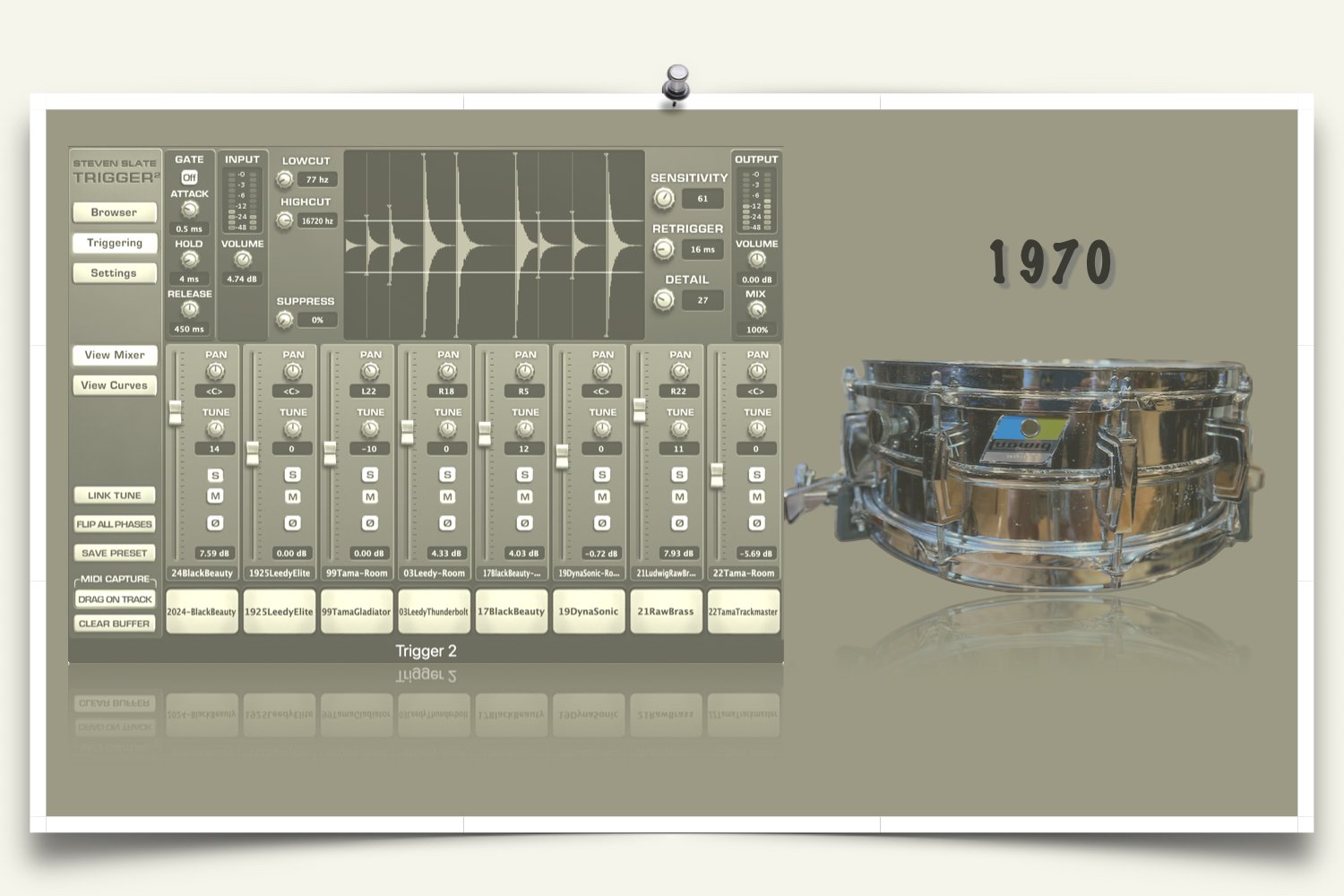 1970 Ludwig Super Sensitive snare sounds for Slate Trigger