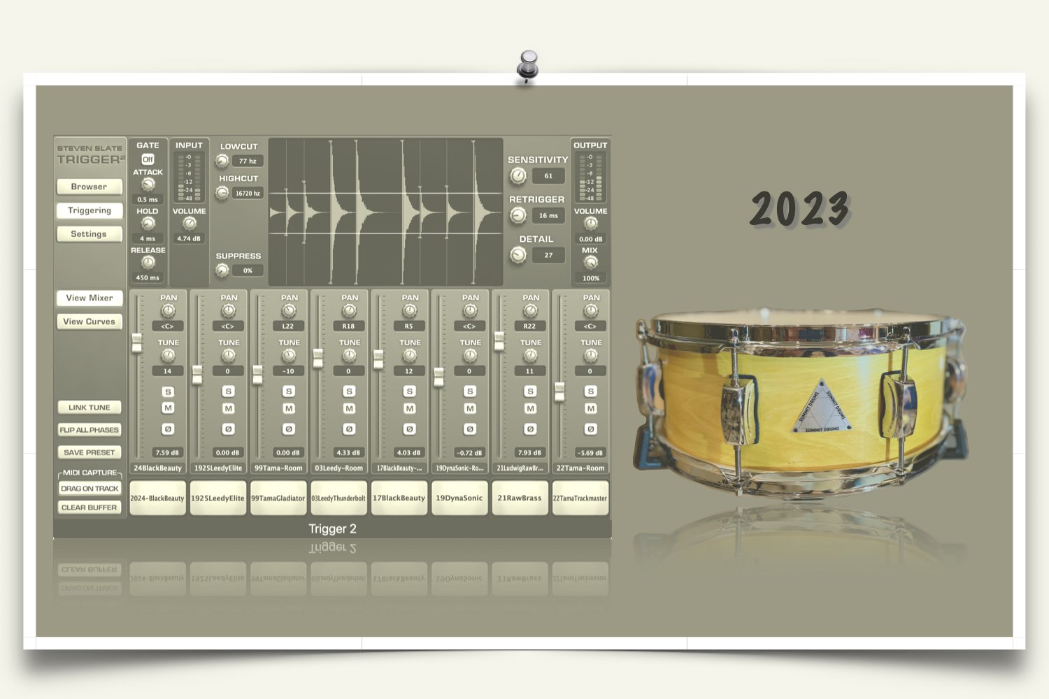 Solid Buckeye Snare Drum samples for Slate Trigger