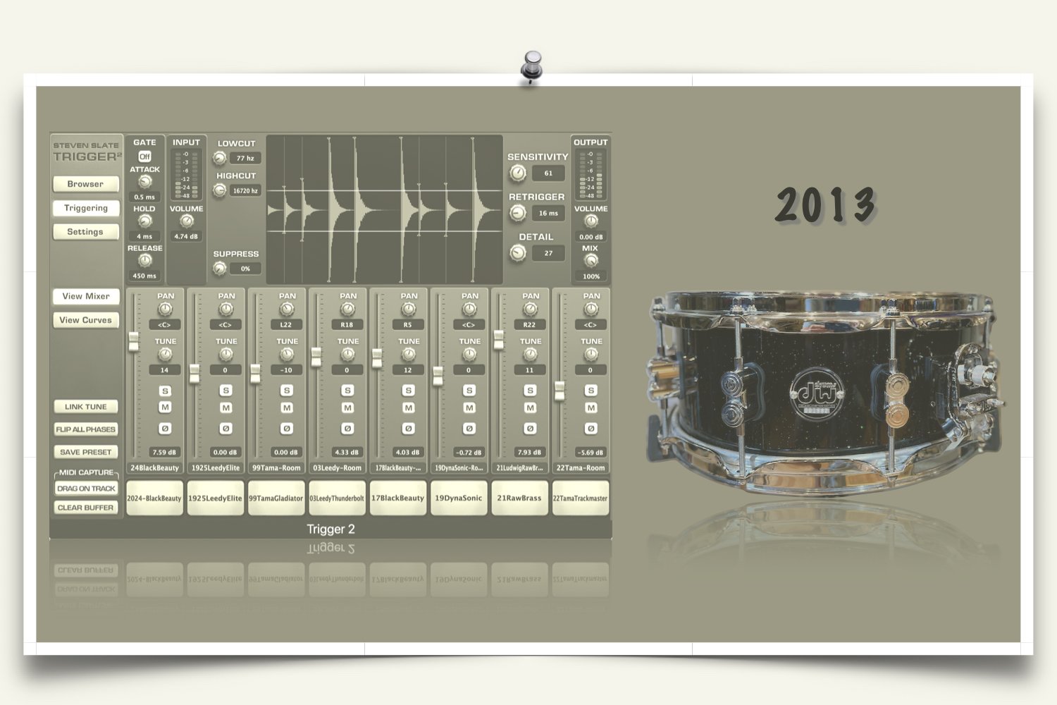 2013 DW Performance Series snare sounds for Slate Trigger