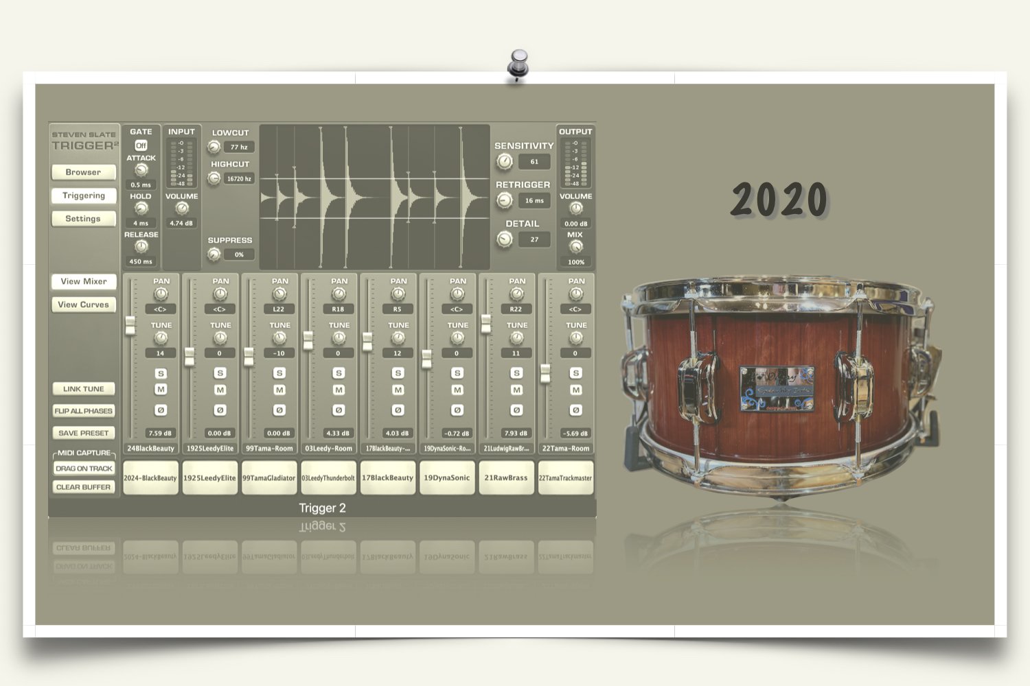 Odery Nyatoh wood Snare drum sounds for Slate Trigger