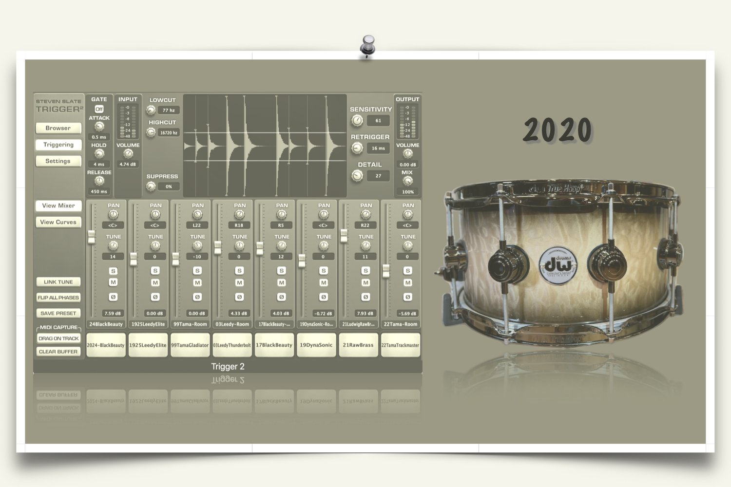 2020 DW Collectors Exotic Maple-Mahogany Snare