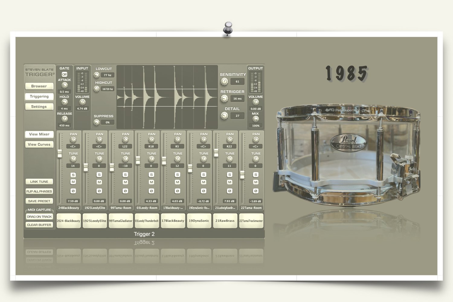 1985 Pearl FFS Acrylic snare sounds for Slate Trigger