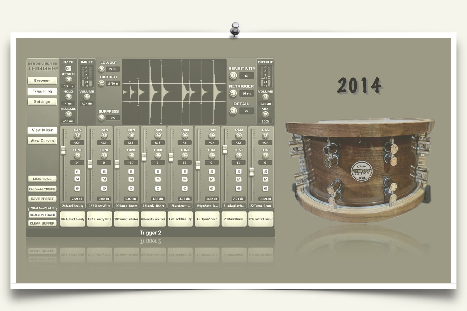 2014 PDP Limited Edition Maple Hoop Snare Drum samples for Slate Trigger
