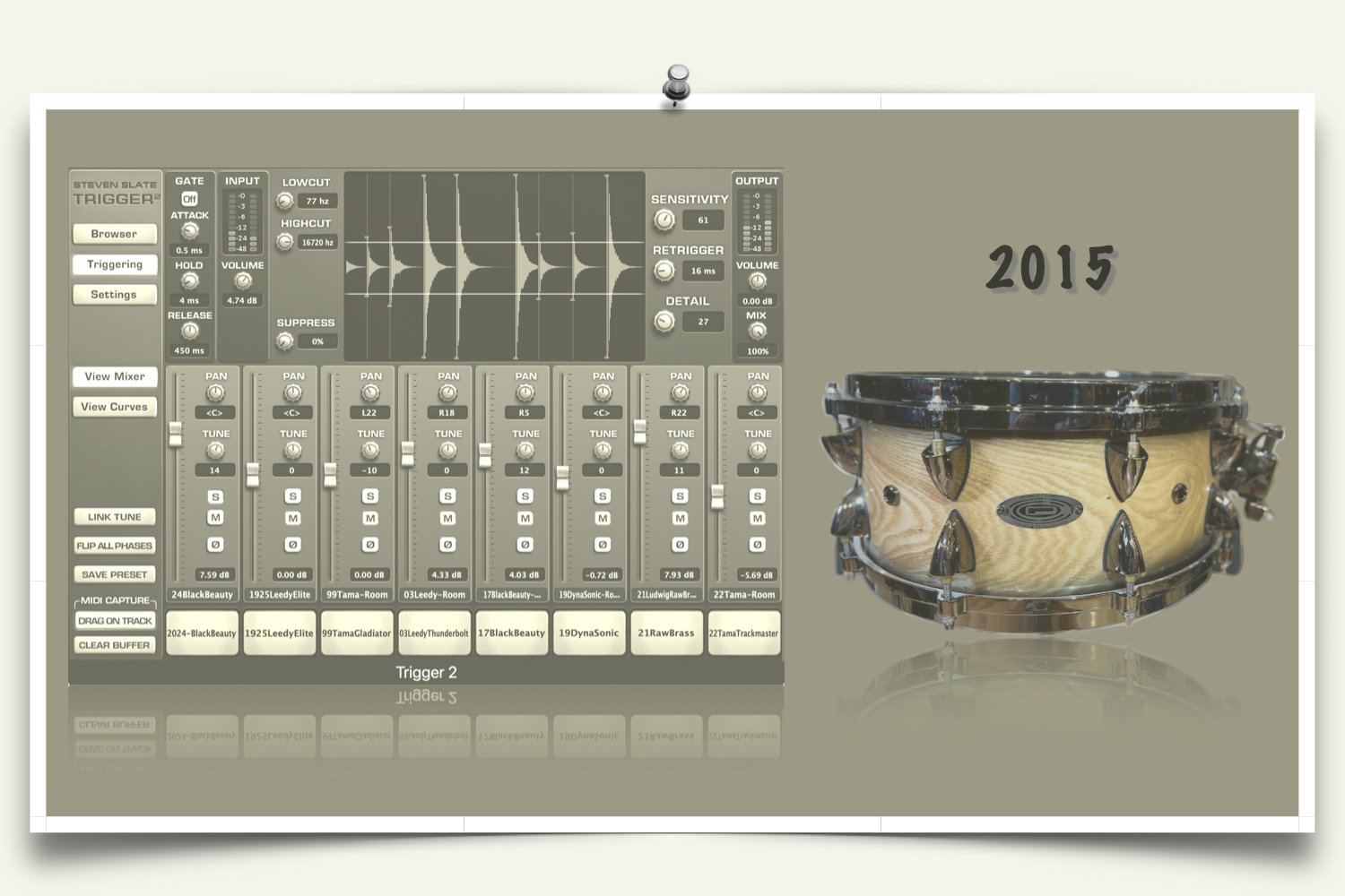 2015 Orange County Maple-Ash Snare drum samples for Slate Trigger