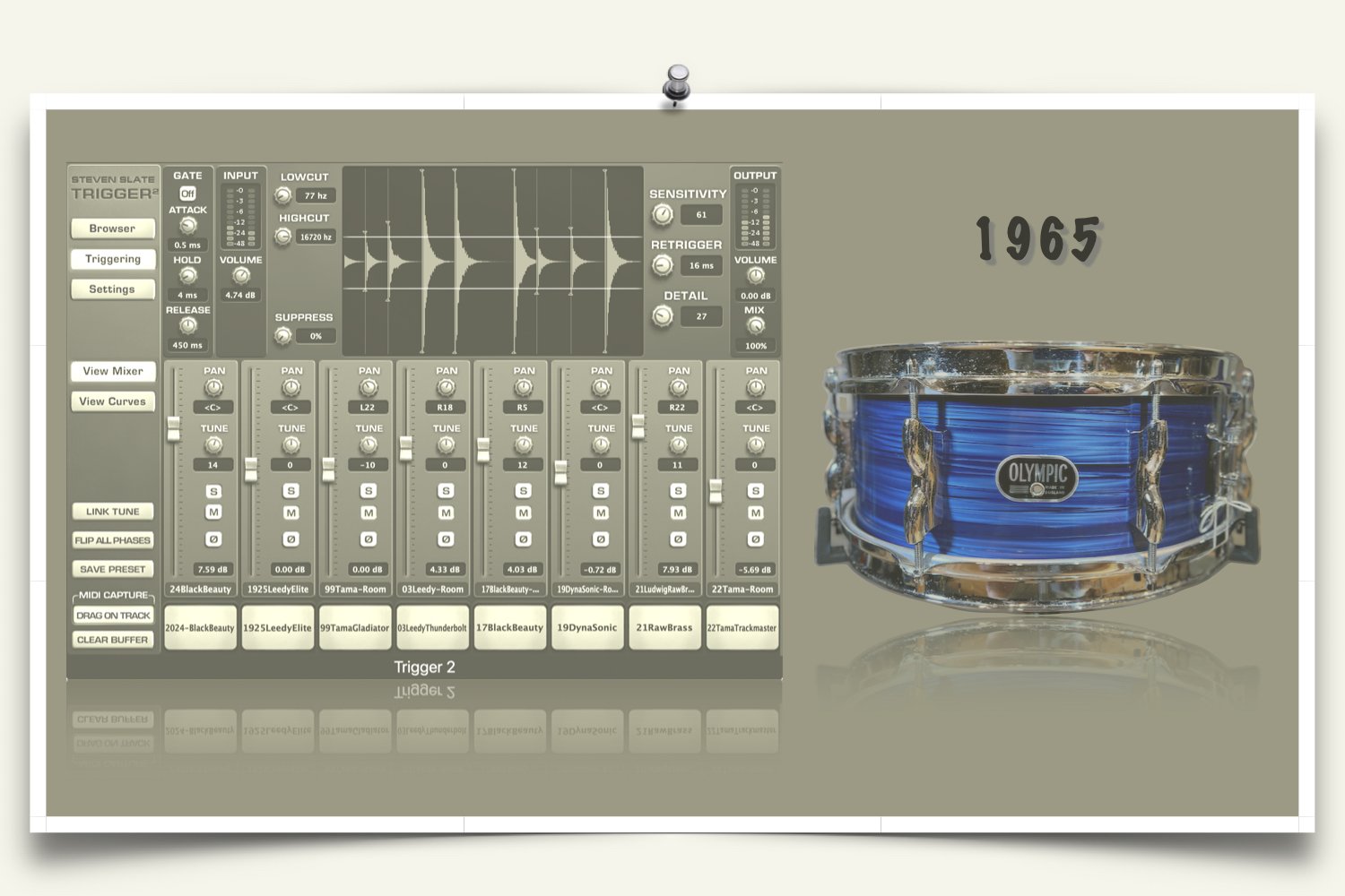 1965 Premier Olympic shanre sounds for Slate Trigger