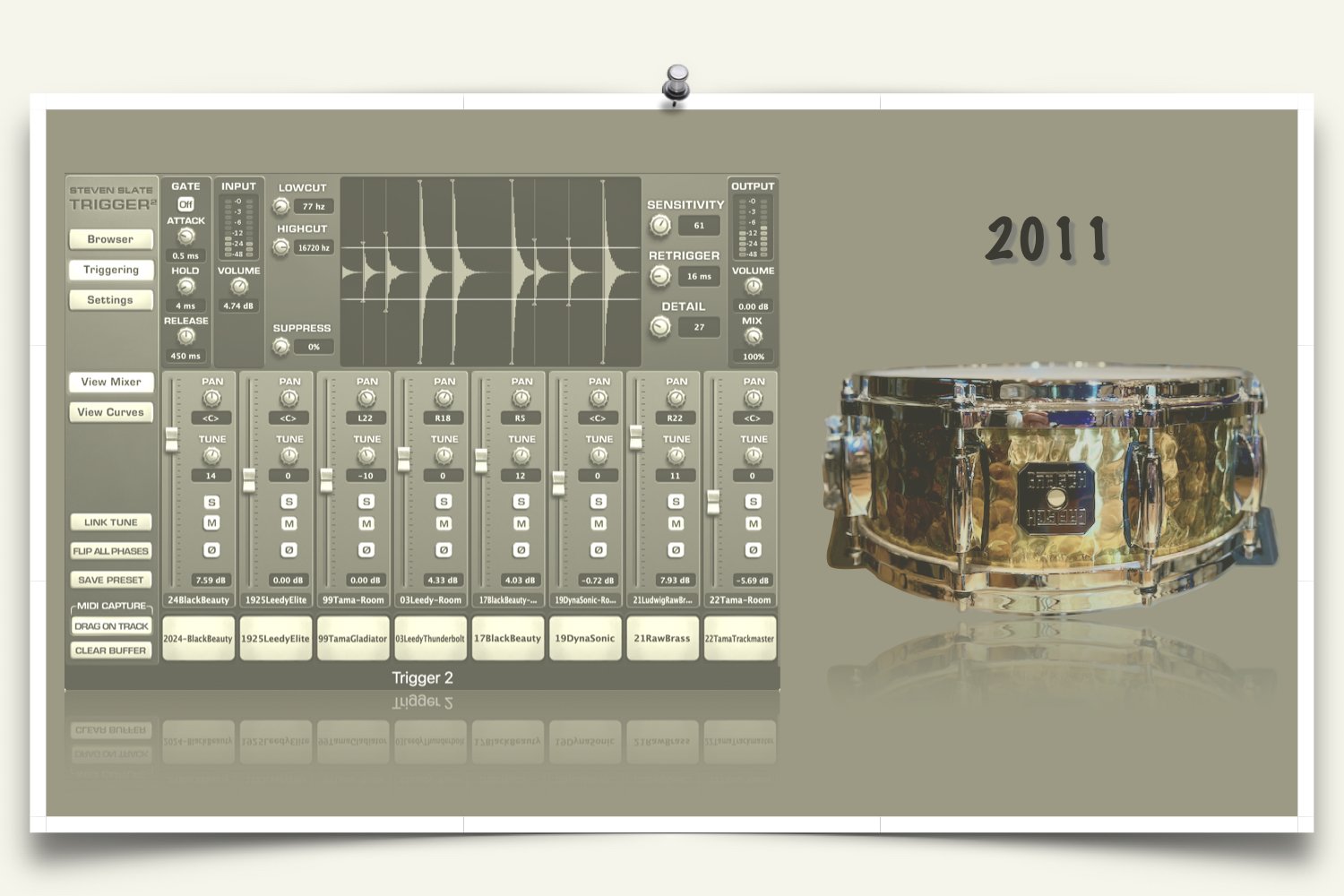 2011 Gretsch Hand-Hammered Brass Snare samples