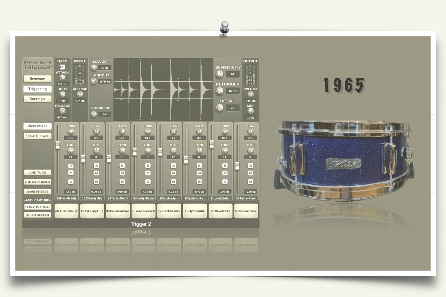 1965 Whitehall by Pearl Snare Drum sounds for Slate Trigger