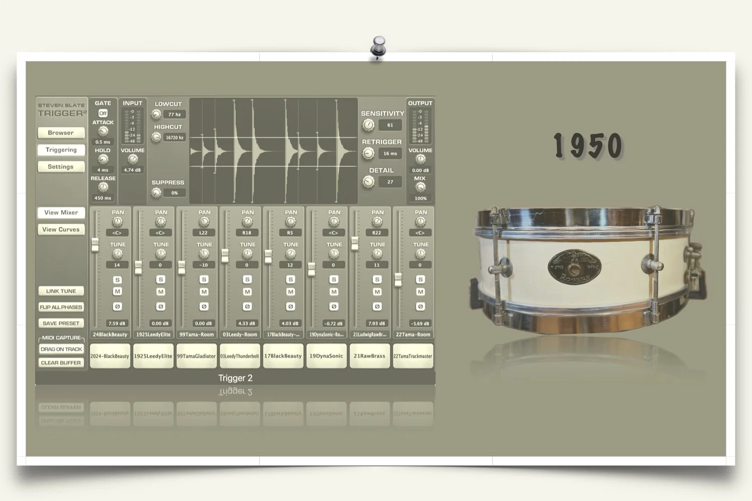 1950 Rogers Classmate Snare drum sounds for Slate Trigger