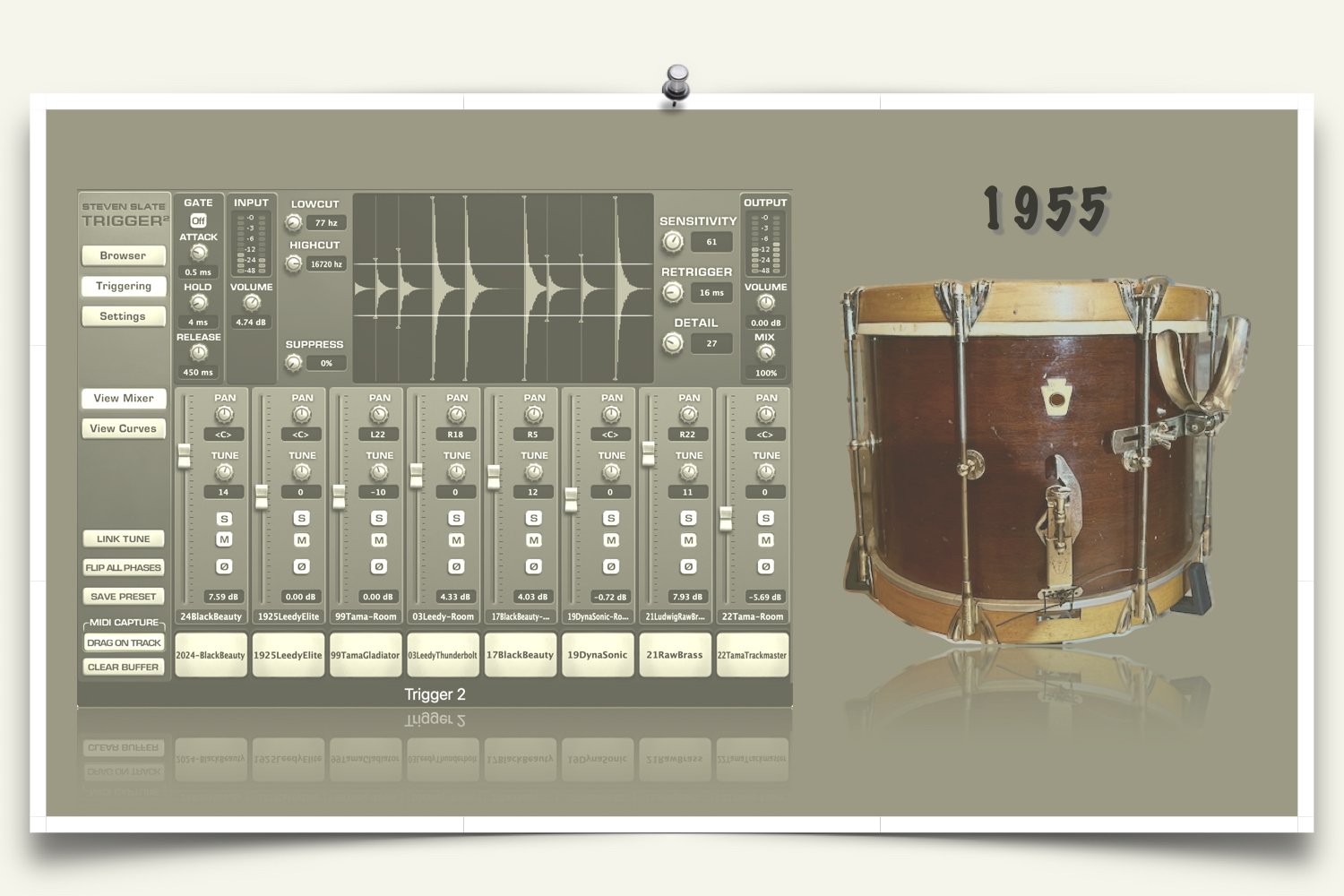 1955 Ludwig WFL Parade Drum snare samples for Slate Trigger