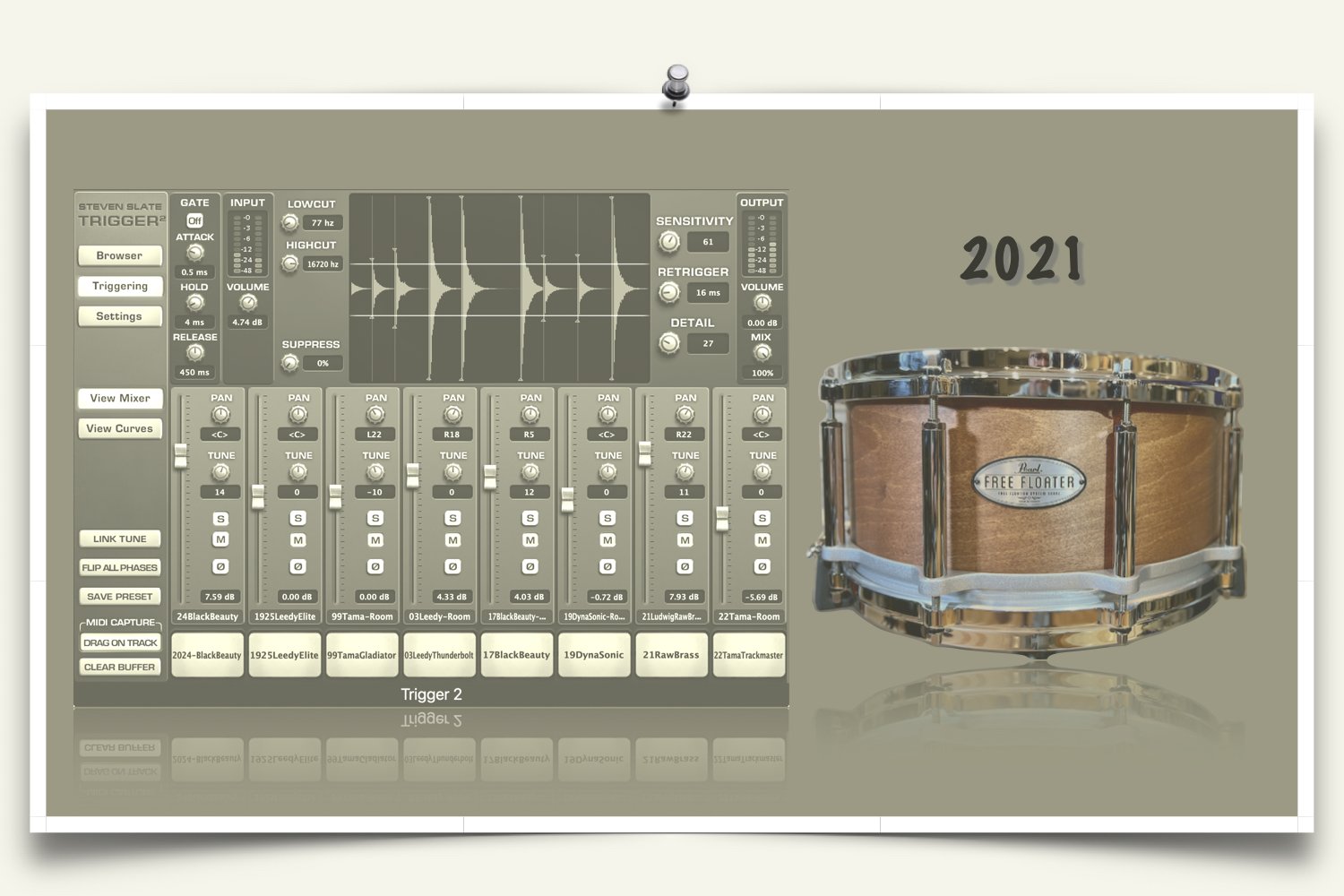 Pearl FFS Maple Mahogany snare samples for Slate Trigger