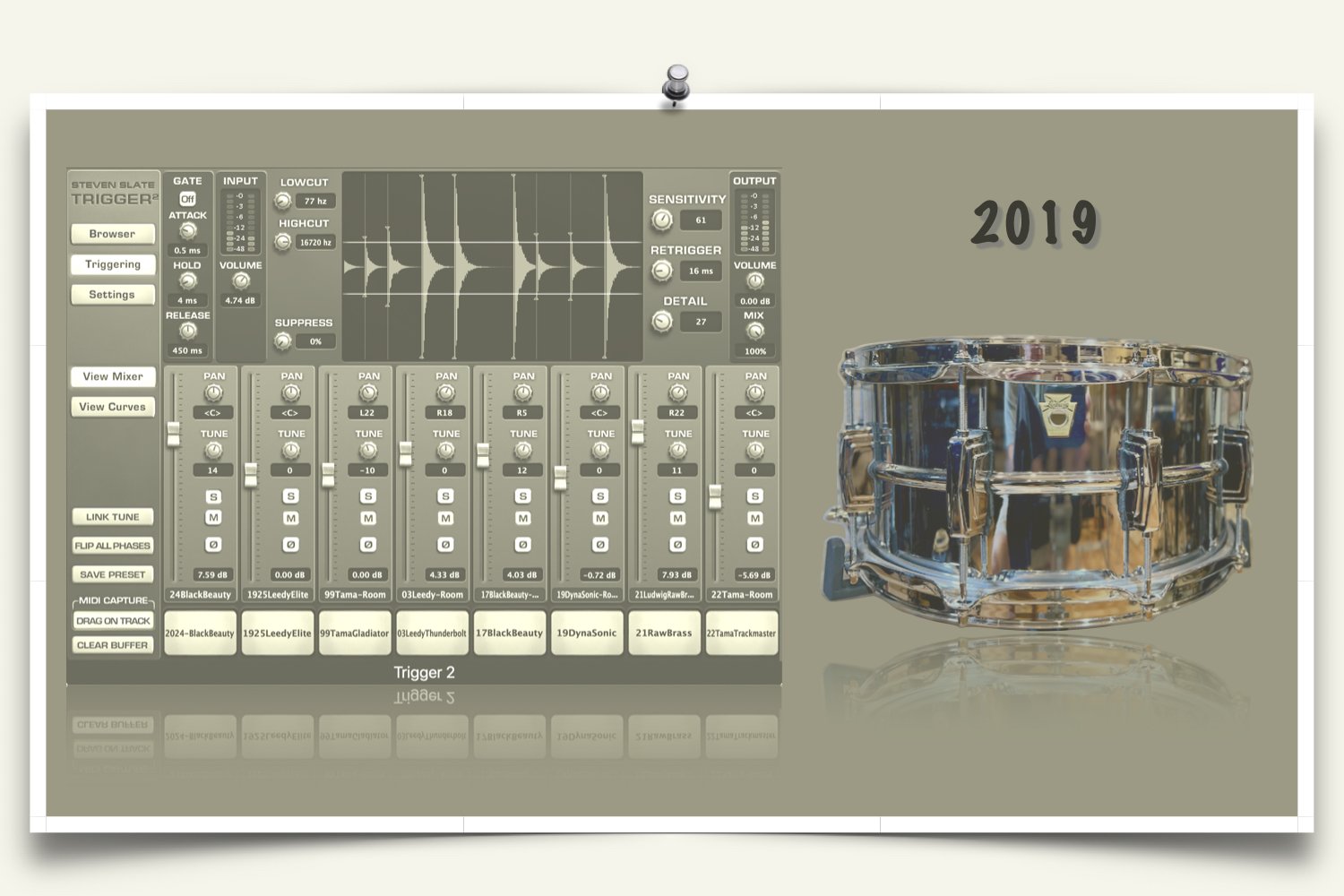 2019 Ludwig LM402 Supraphonic Snare sounds for Slate Trigger