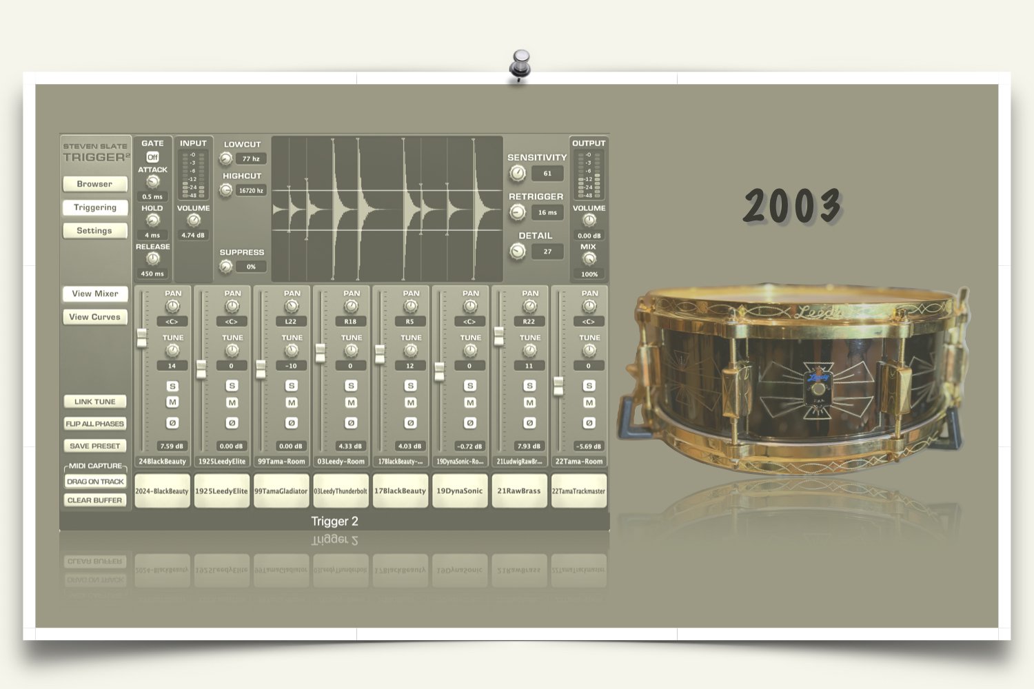 2003 Leedy (Gretsch) Broadway Snare in Brass