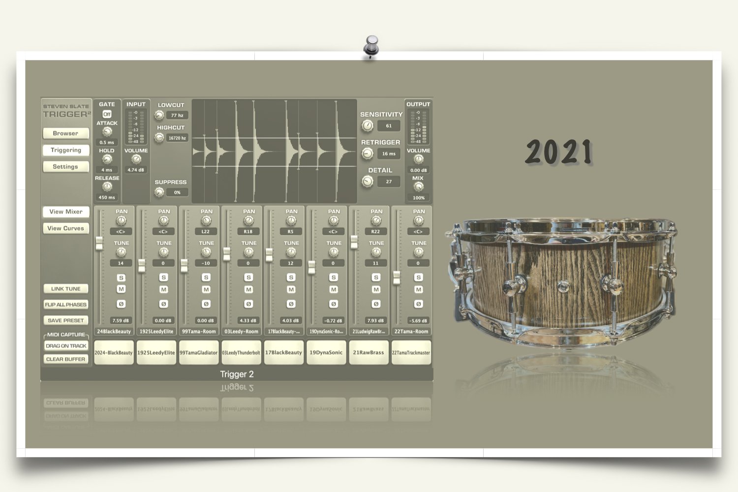 Solid Oak snare sounds for Slate Trigger