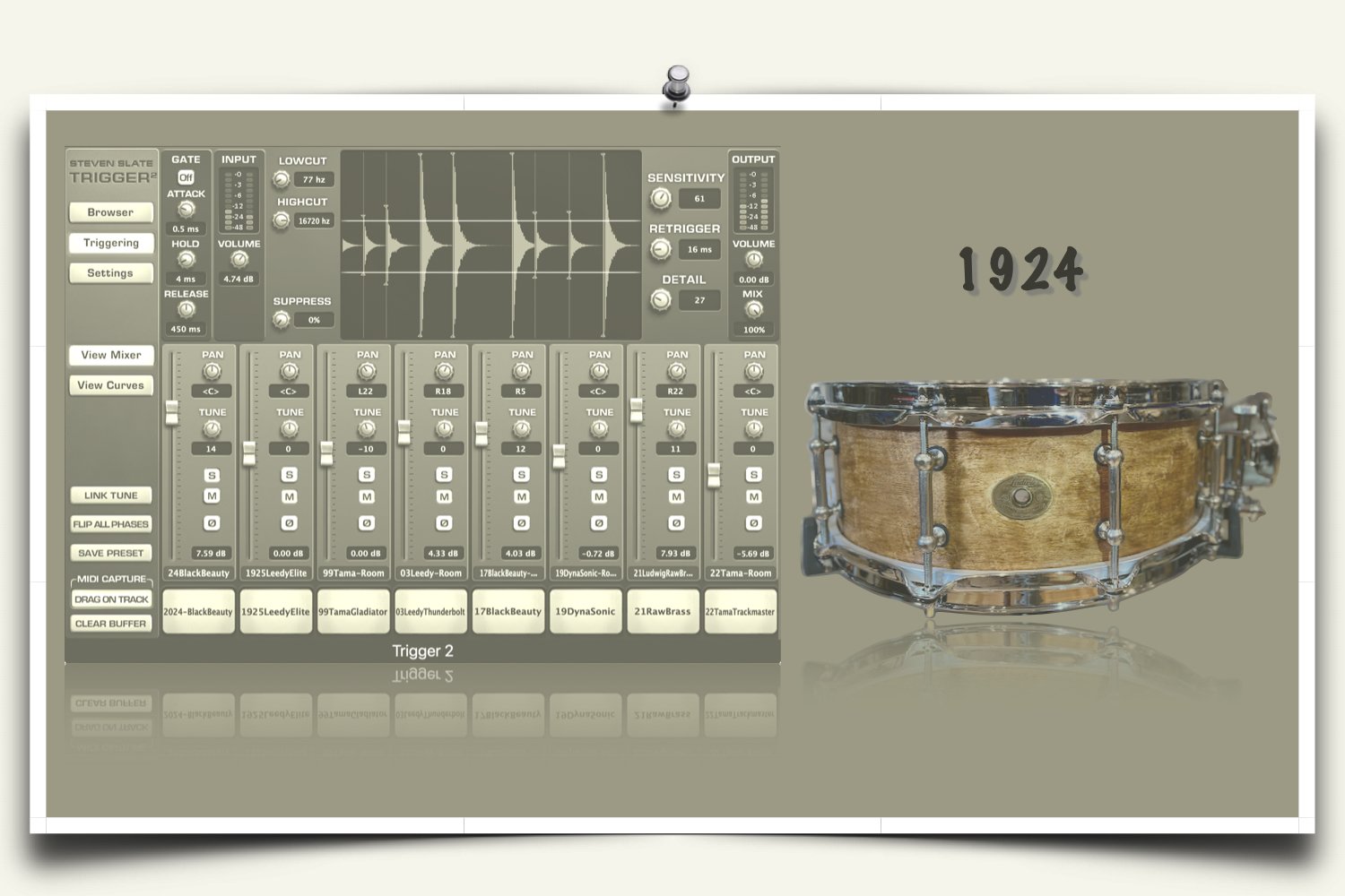 1924 Ludwig Universal Snare Slate Trigger