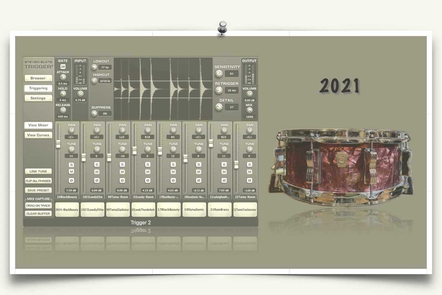 Ludwig classic Maple Snare samples for Slate Trigger