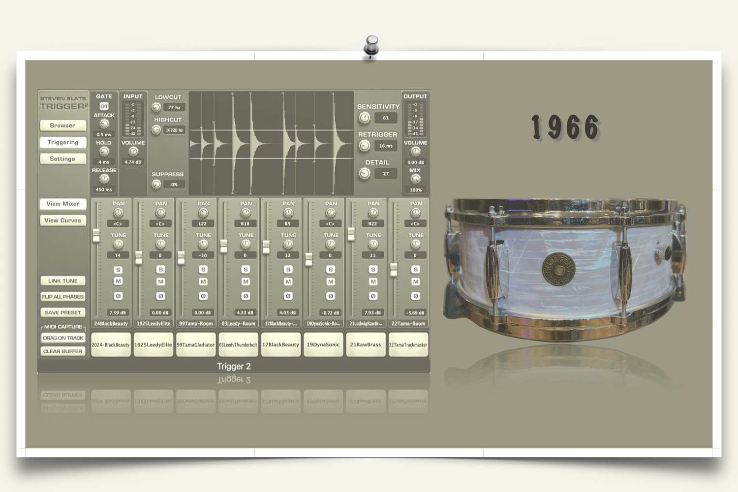1966 Gretsch Renown snare sounds for Slate Trigger
