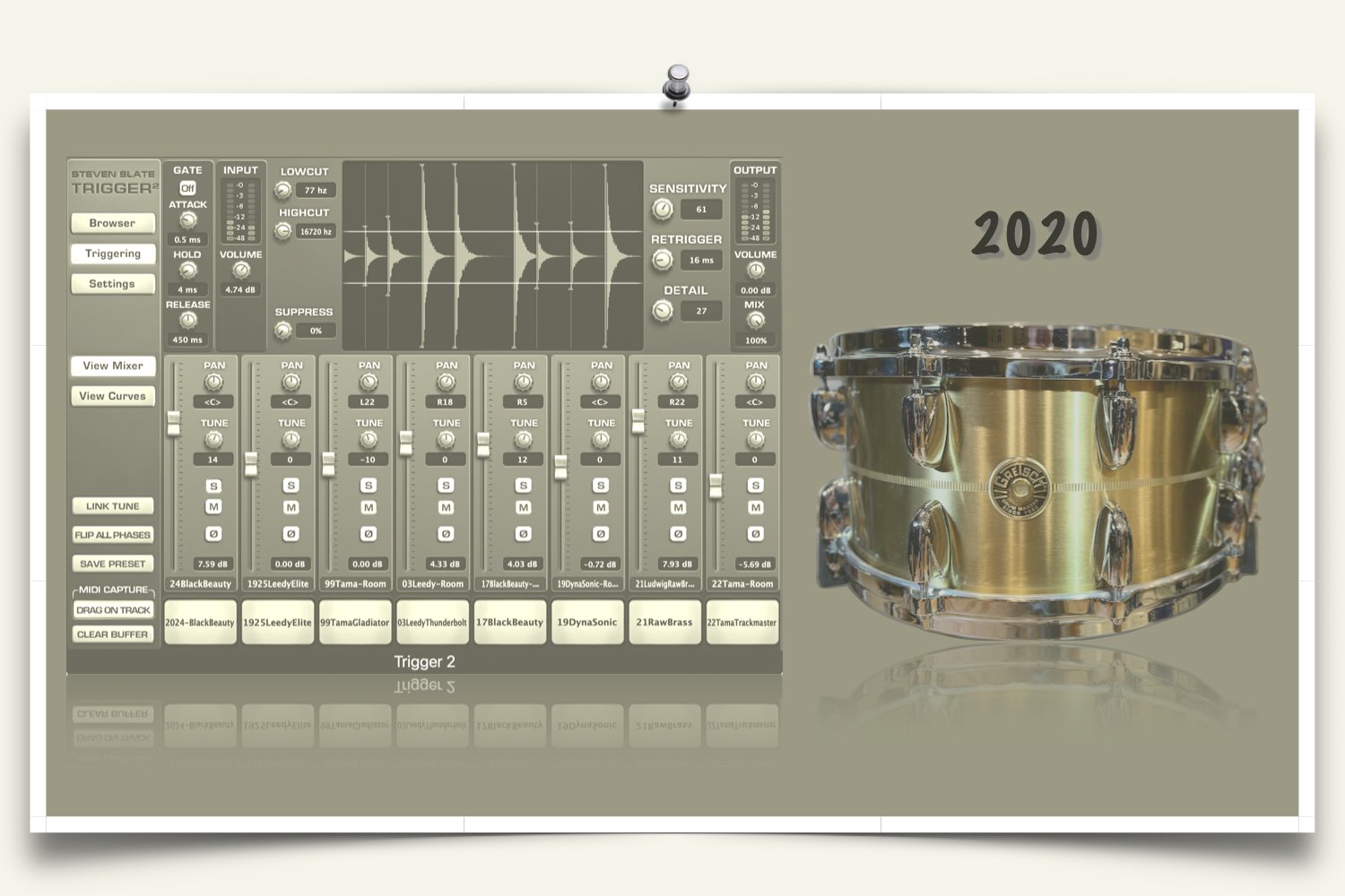 2020 Gretsch Bell Brass Snare samples for Slate Trigger