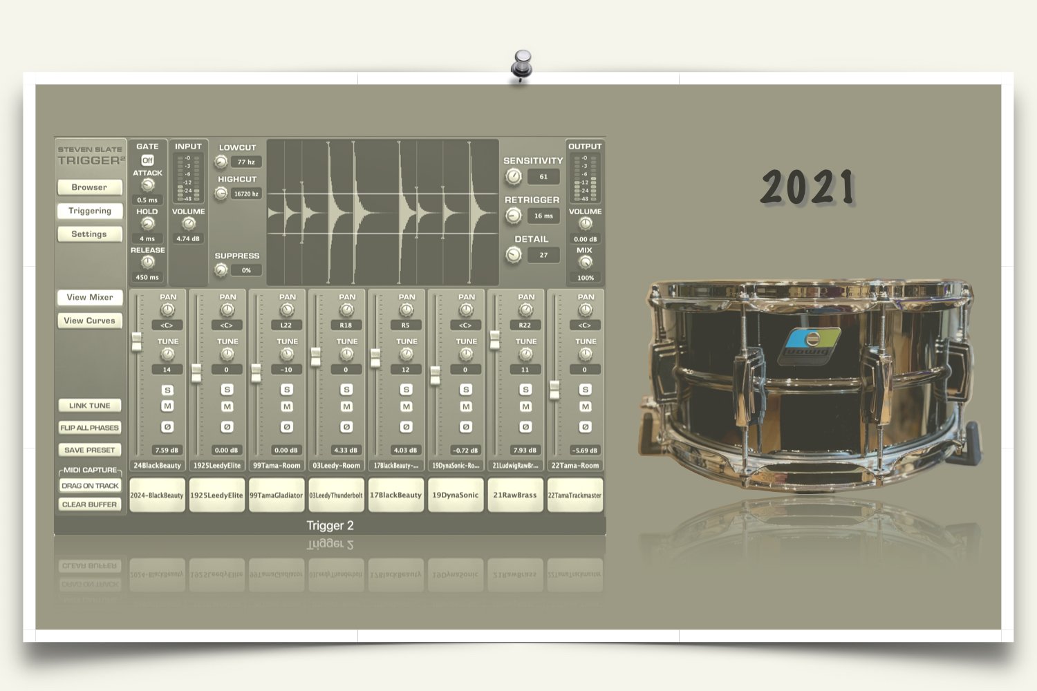 Slate Trigger snare for black beauty