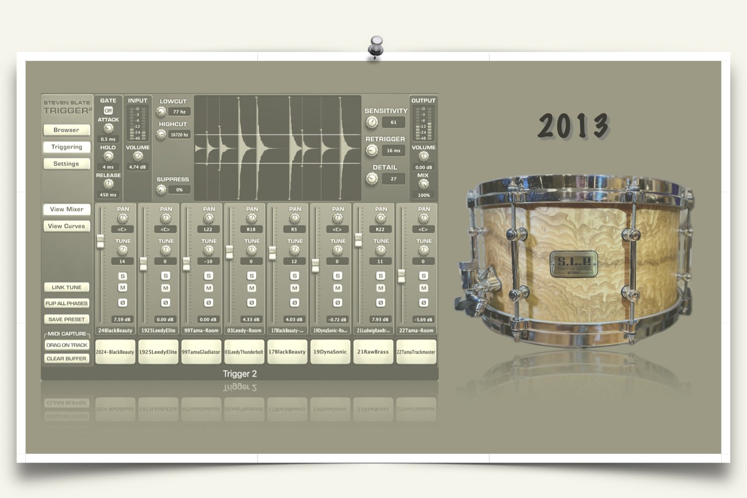 2013 Tama SLP G-Maple Snare samples for Slate Trigger