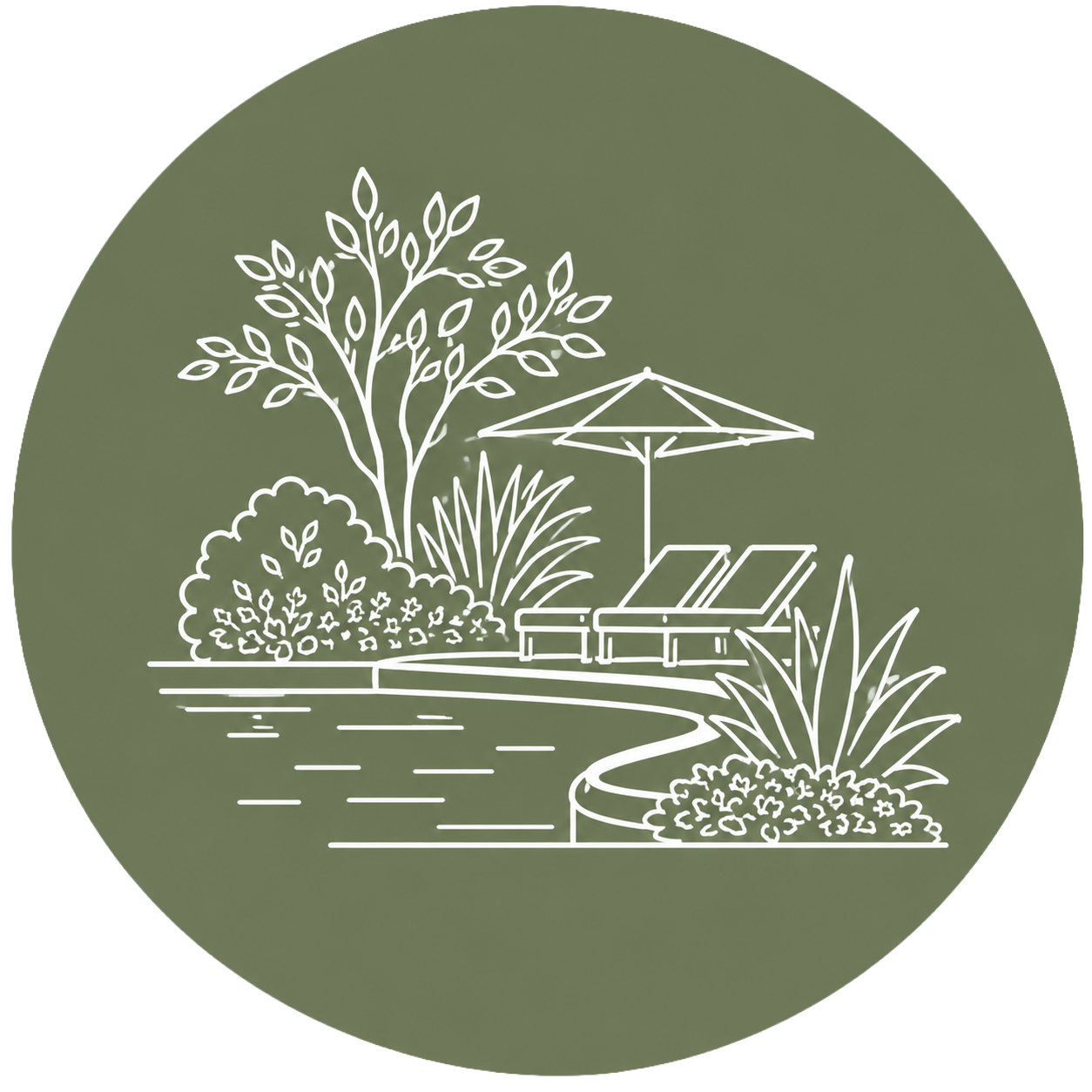 Serene poolside retreat icon