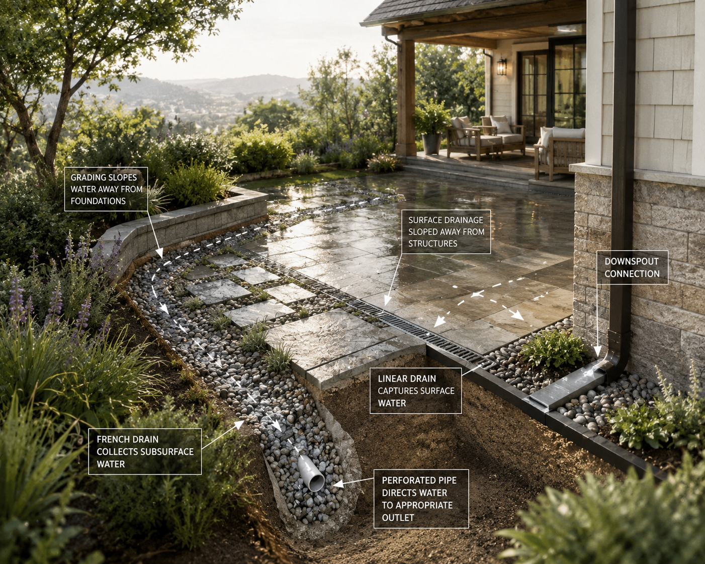 Rainy day drainage planning diagram