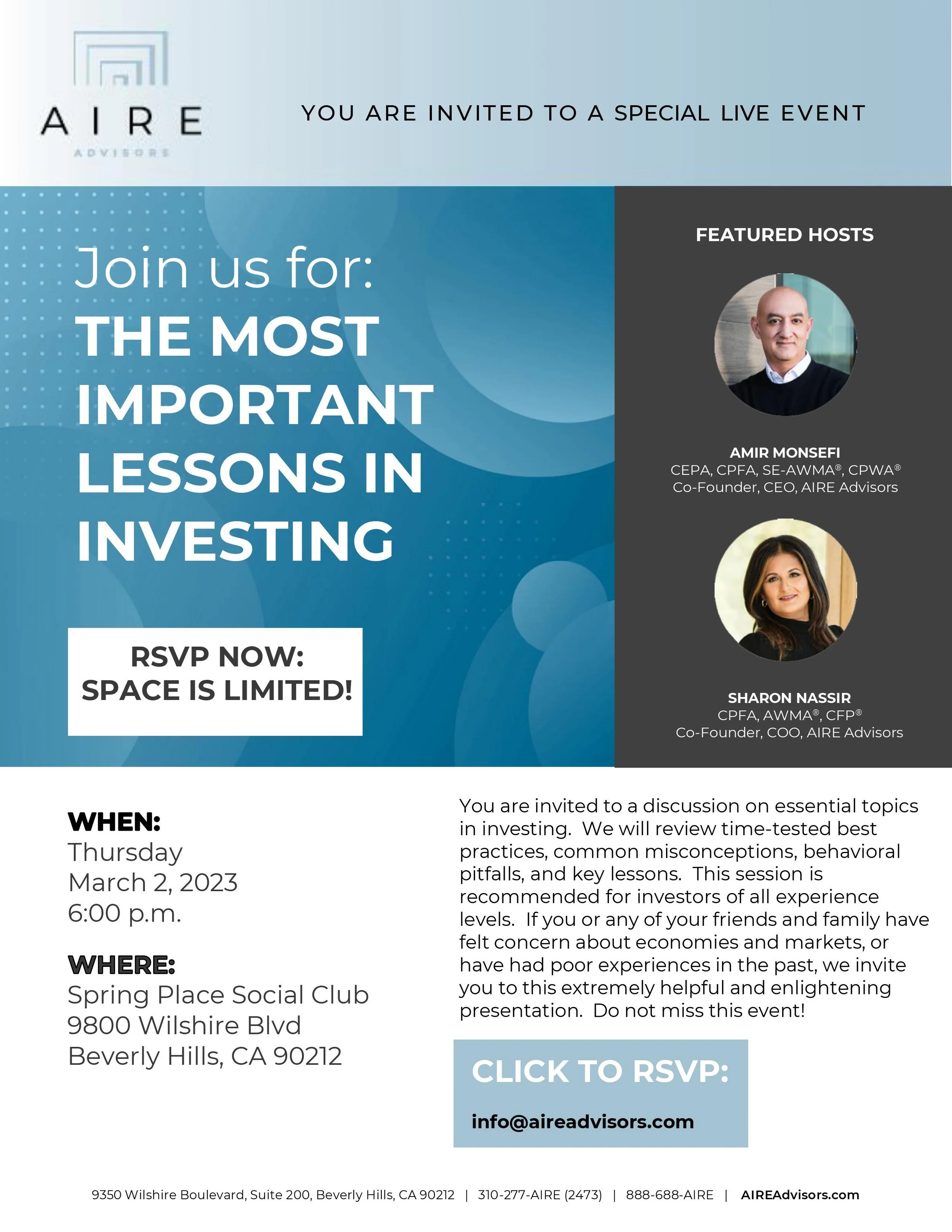 Event - The Most Important Lessons in Investing