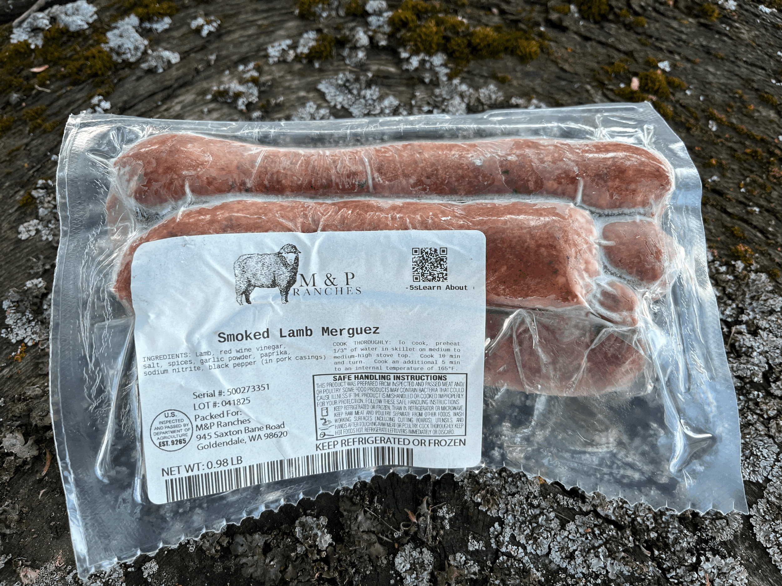 Smoked lamb sausage