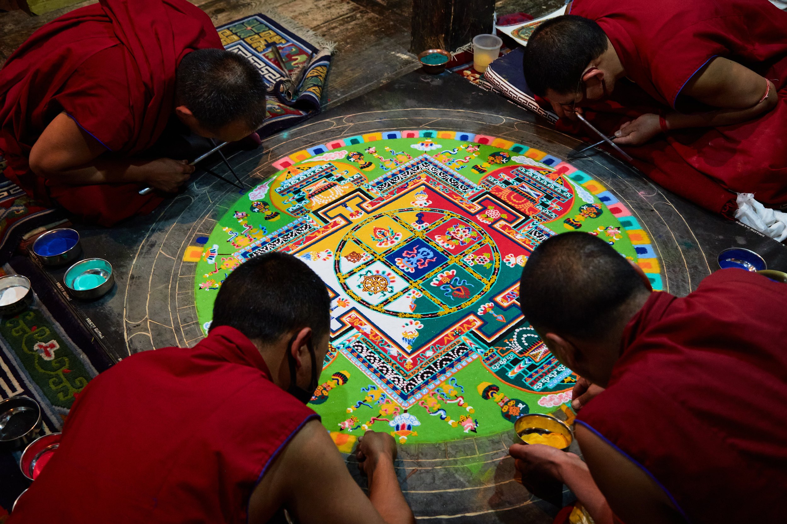A mandala is a spiritual representation of the universe. Performing a mandala art is not a common occurrence but a fascinating sight if one is lucky enough to be in the right place at the right time. It took these monks hours of continuous focus and 