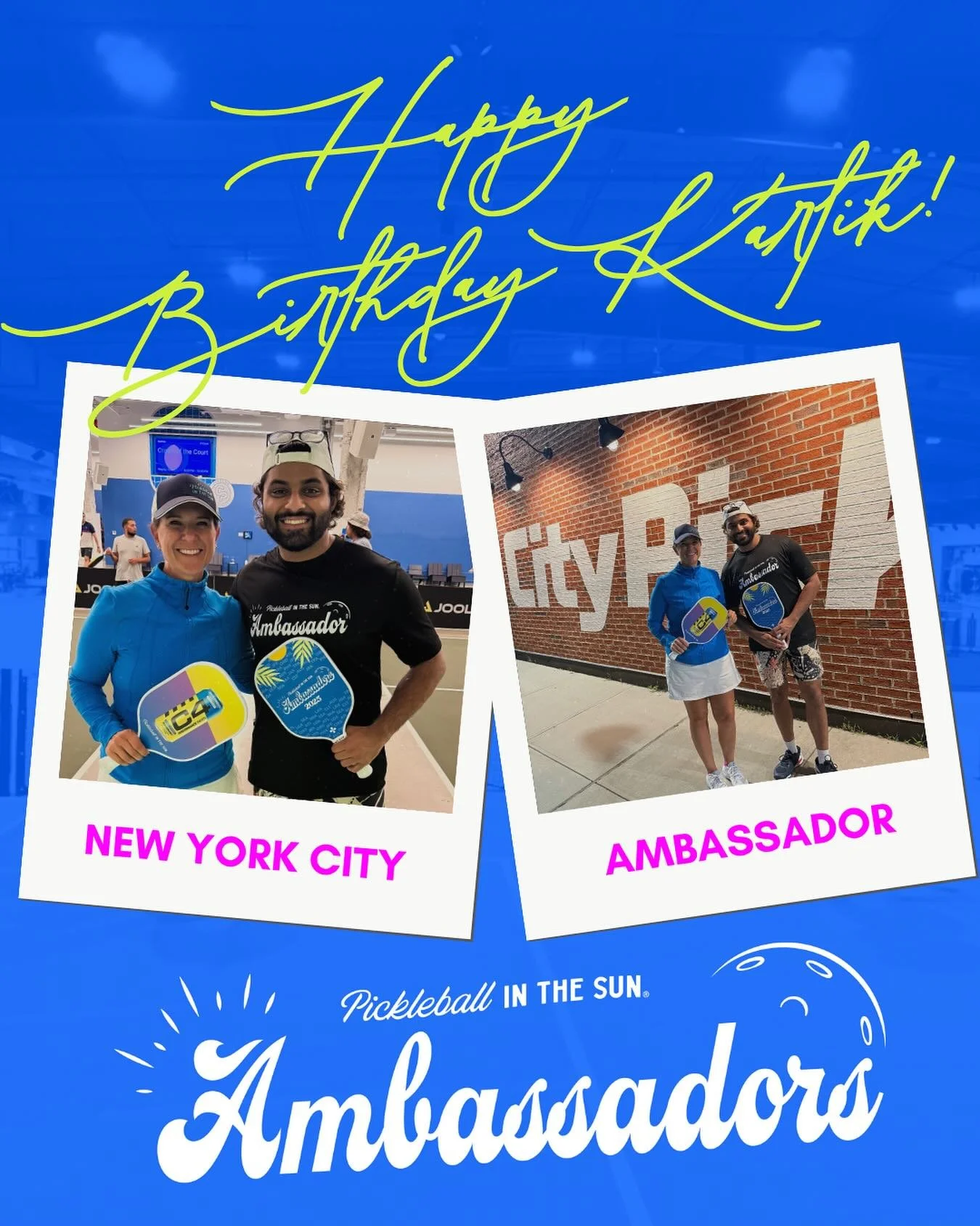 Happy Birthday @Kartikkrishnan99! 🎉
We’re so grateful to have you as our New York City @pickleballinthesun Ambassador. We love your passion for the sport and to bring the community together—especially during memorable events like the @c4