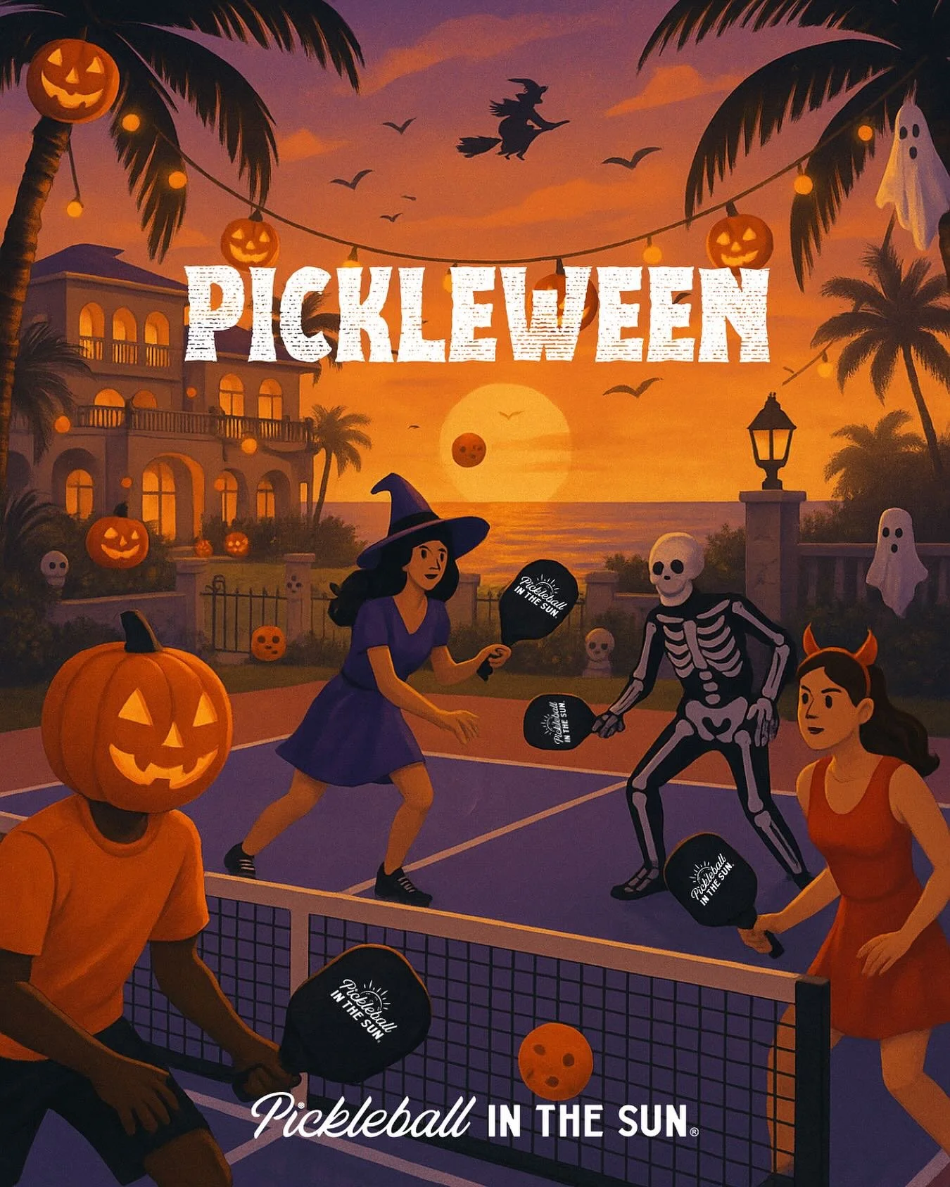 It’s PICKLEWEEN Season! 🎃 tag @pickleballinthesun in your Halloween pickleball parties and costumes on the courts. #pickleball #pickleballinthesun