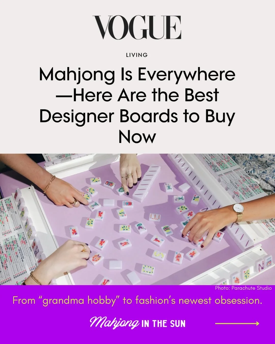 Mahjong is having its pickleball moment. 🀄

A recent @voguemagazine article highlights what we&rsquo;ve been seeing everywhere:
🀄️ Luxury brands designing Mahjong sets.
🀄️ NYC social clubs selling out game nights.
🀄️ A new generation trading phon