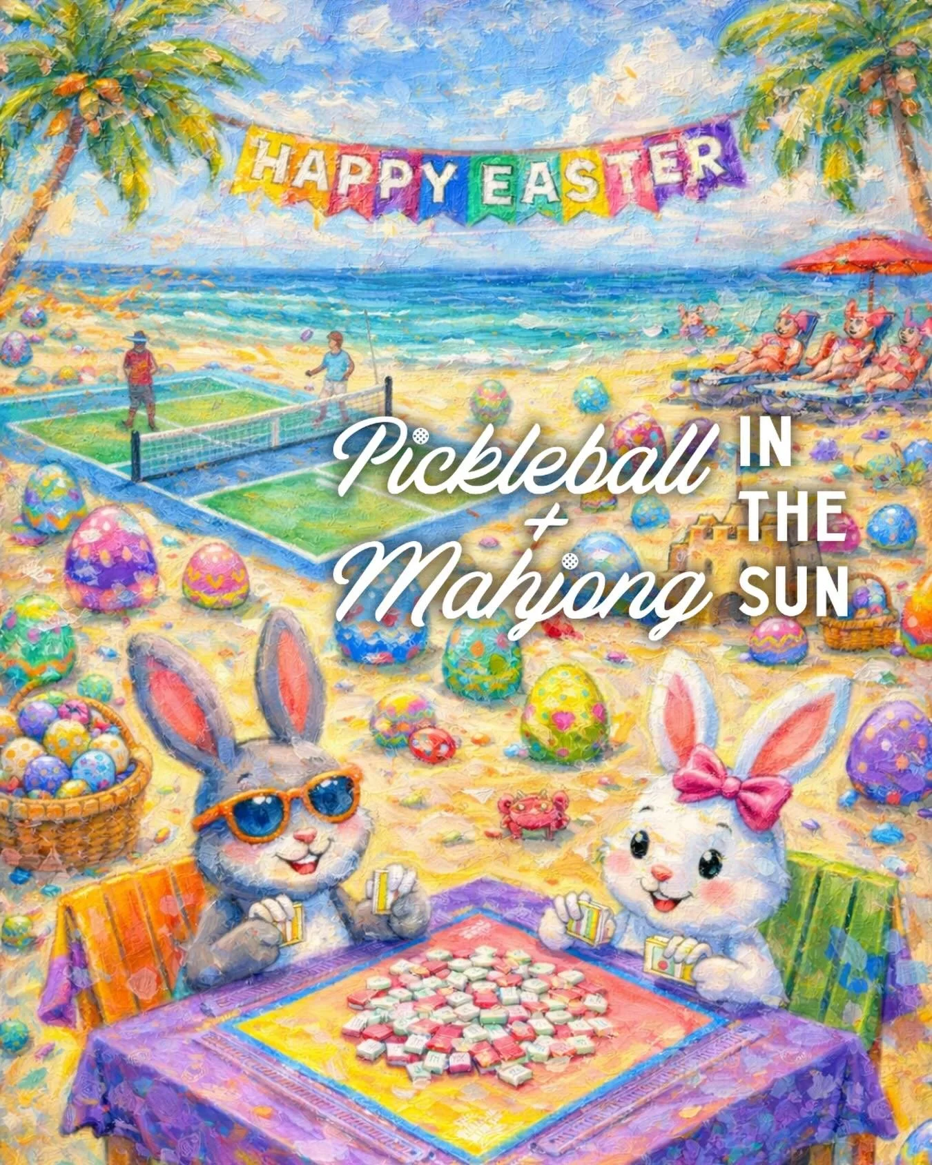 Happy Easter! 🐣 May your day be filled with the ones you love &mdash; friends, family, @pickleballinthesun + @mahjonginthesun. 

#happyeaster #mahjong #pickleball