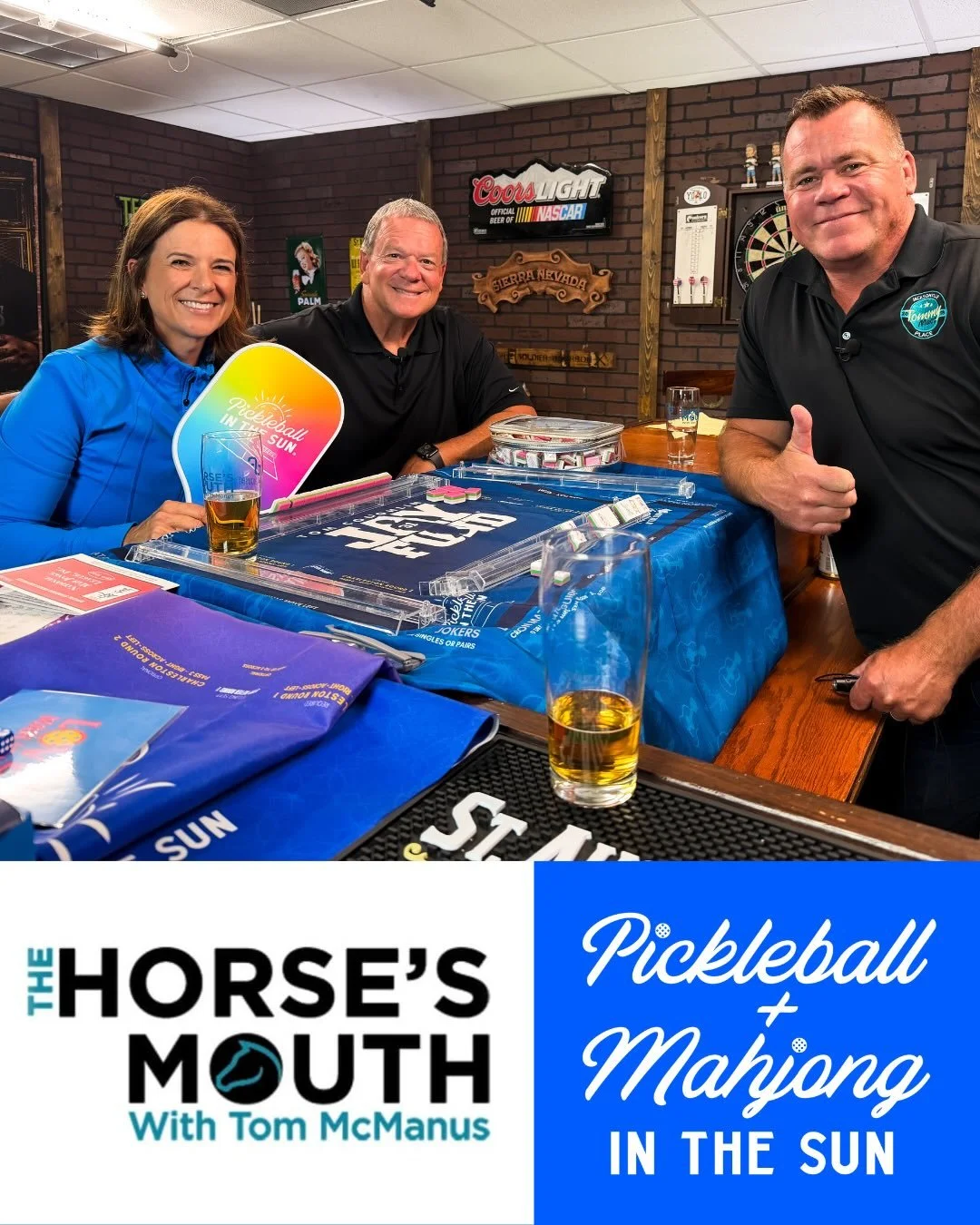 The @PickleballintheSun &amp; @MahjongintheSun media tour continues!

Just wrapped a great conversation&mdash;and a Mahjong 101 crash course&mdash;with @tom_mcmanus55 on The Horse&rsquo;s Mouth alongside Coach Mark Duffner. We talked about the growth