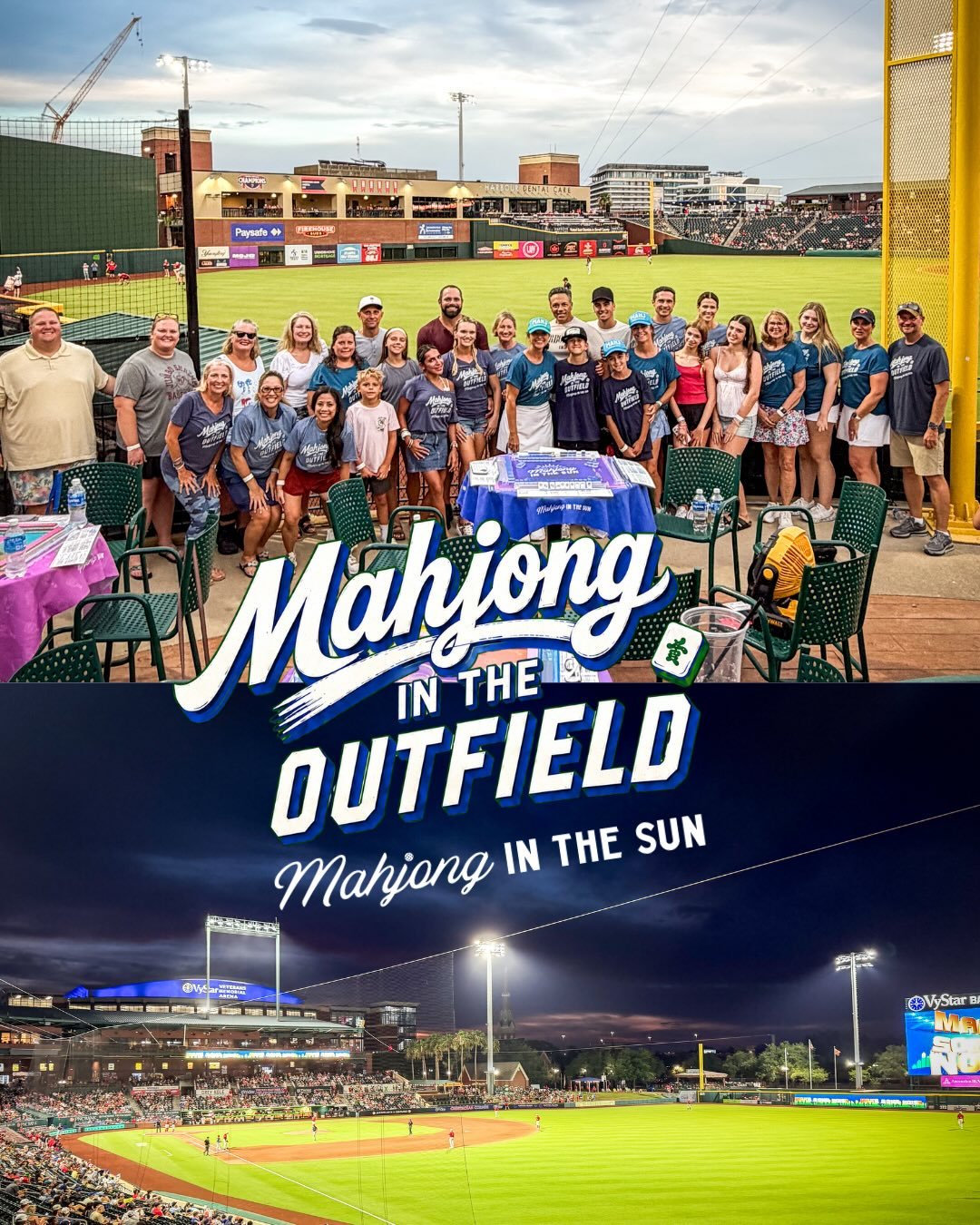 What a night at the first-ever Mahjong in the Outfield at a live professional baseball game with the @jaxshrimp! 

Our Mahjong in the Sun crew filled 8 tables of mahj while the Jacksonville Jumbo Shrimp earned a victory over the @memphisredbirds.

Th