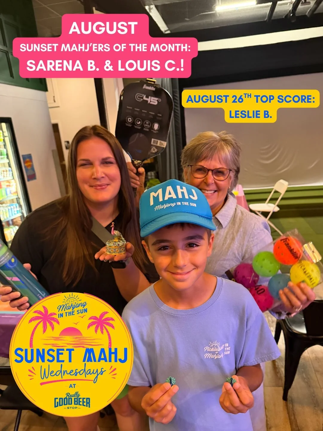 Our first Sunset Mahj&rsquo;ers of the Month! 🦚

We had such a blast during our first three weeks of Sunset Mahj Wednesdays at @reallygoodbeerstopnocatee!

We started these Wednesday night events to bring our mahjong community together for fun open 