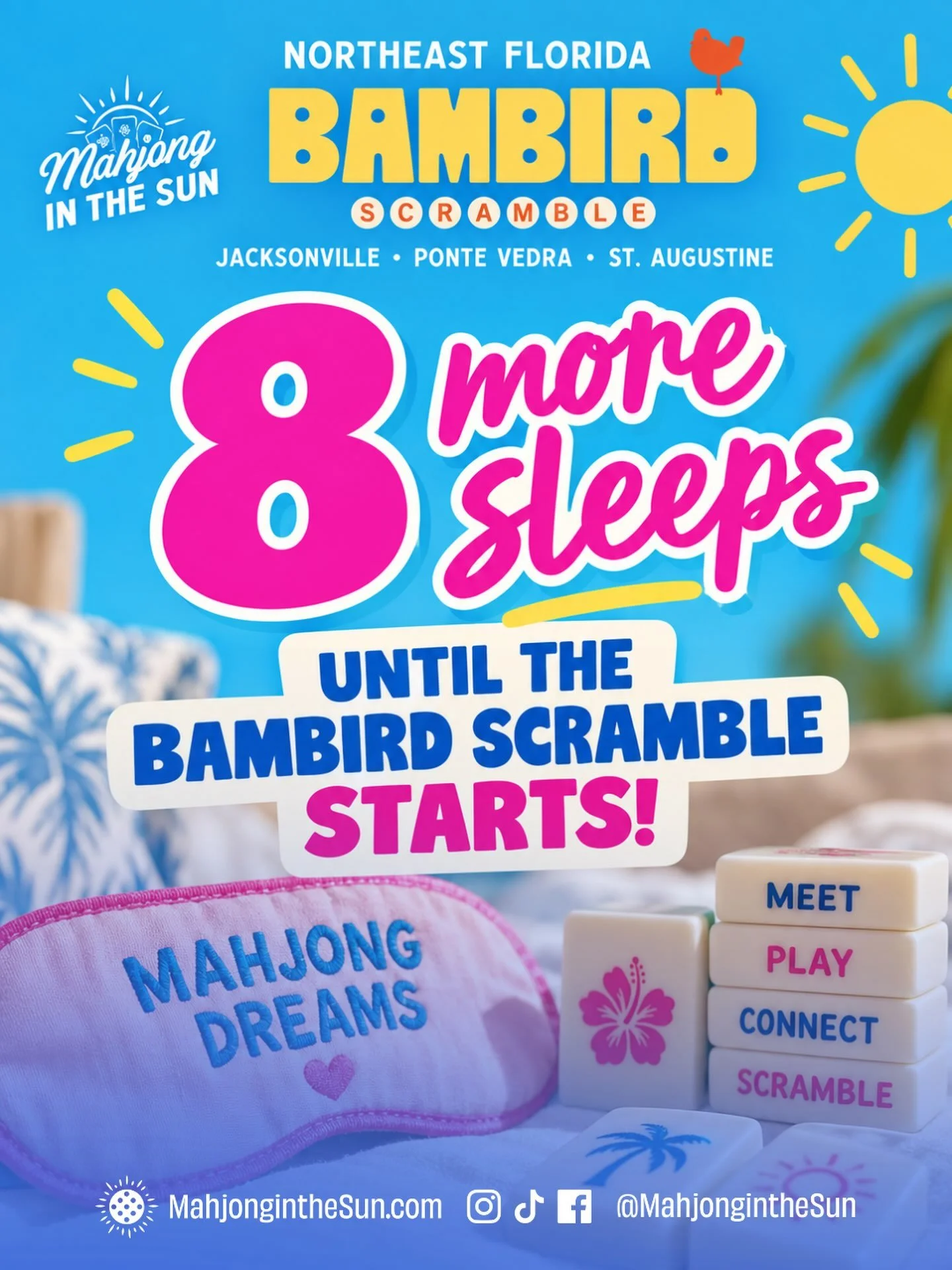 We&rsquo;re almost back to our @bambirdscramble life and we CANNOT WAIT! ❤️🀄️

Northeast Florida, come Scramble with us! And if you&rsquo;re not local, find a Bambird Scramble in your city!

@mahjonginthesun is proud to host the Northeast Florida so