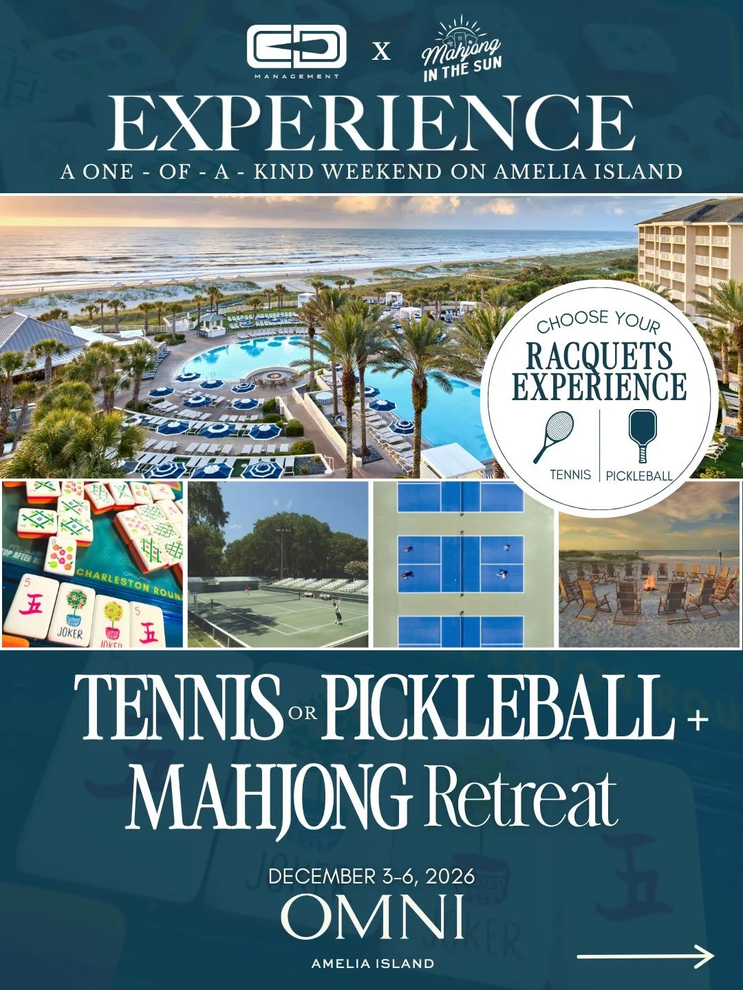 BIG NEWS! We heard you, pickleball players!

Our December weekend at Omni Amelia Island Resort just got even better. We&rsquo;re officially opening up the racquets experience to BOTH tennis + pickleball!

Join @MahjongintheSun + @CliffDrysdaleManagem