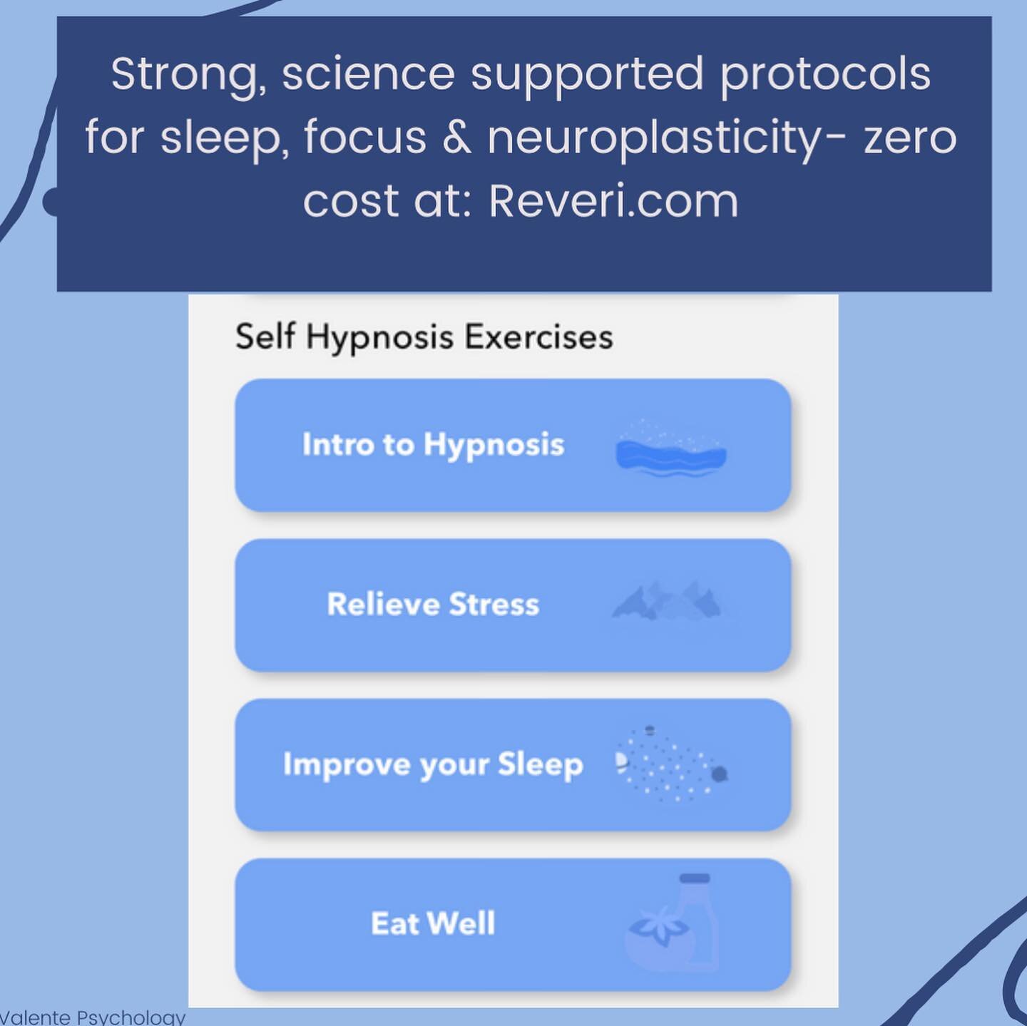 Digital Hypnosis 🧘&zwj;♀️

Experience immediate relief from stress, pain, sleeping problems, and more.

#wellbeingtips #psychologyeducation #emotionalwellbeing #emotionalwellness #habits #mentalhealthwellness #psychologicalwellbeing #selfcareguide #