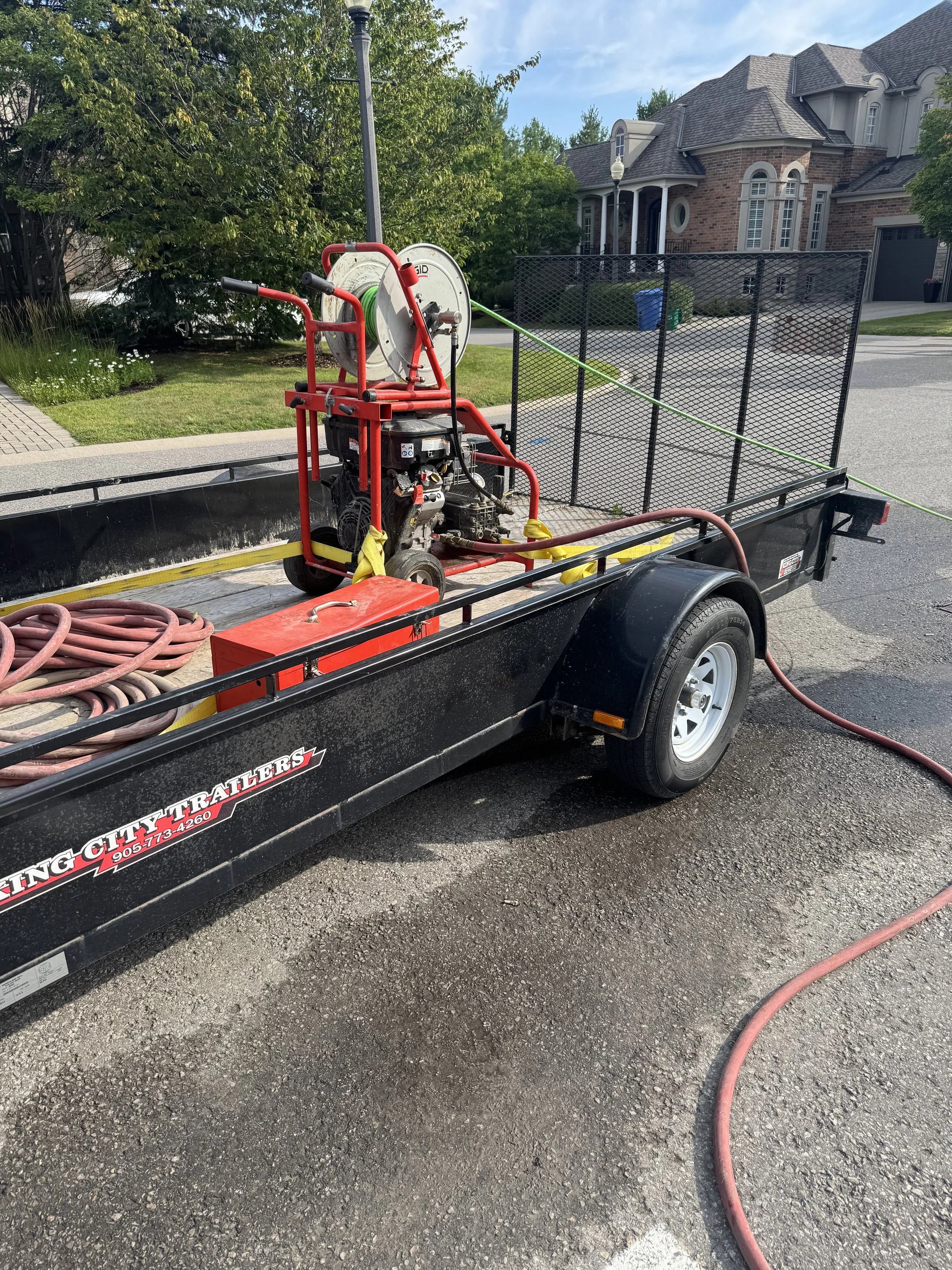 MJ Plumbing LTD's Hydro Jet Machine at a job in Aurora