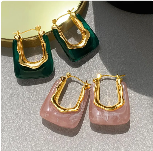 Resin colorwave hoop earrings