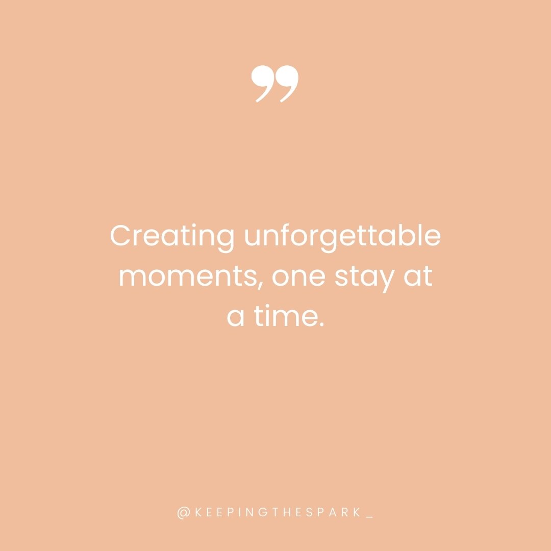 At Keeping the Spark, we believe in the magic of connection.

In today's fast-paced world, it's easy to let the everyday noise steal away those precious moments of togetherness. When your guests choose to escape to your Airbnb, we know they are commi