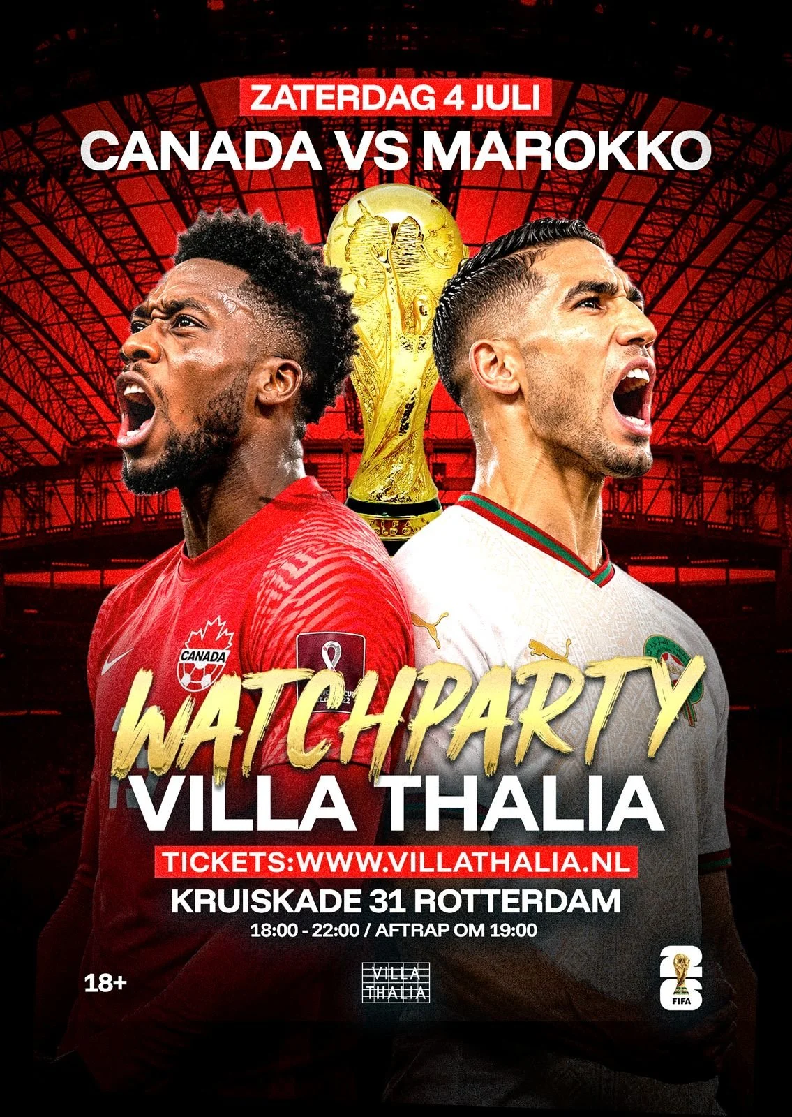CANADA vs. MAROKKO (LIVE UITZENDING) 18+ | SATURDAY 4TH JULY